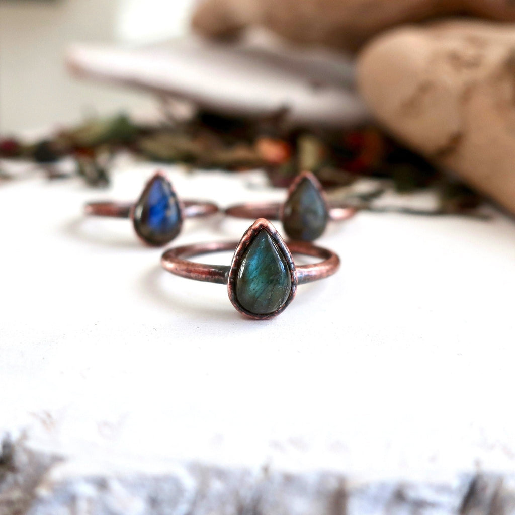 Blue Labradorite Ring | Handmade by Blackbird & Sage - Addy Avenue