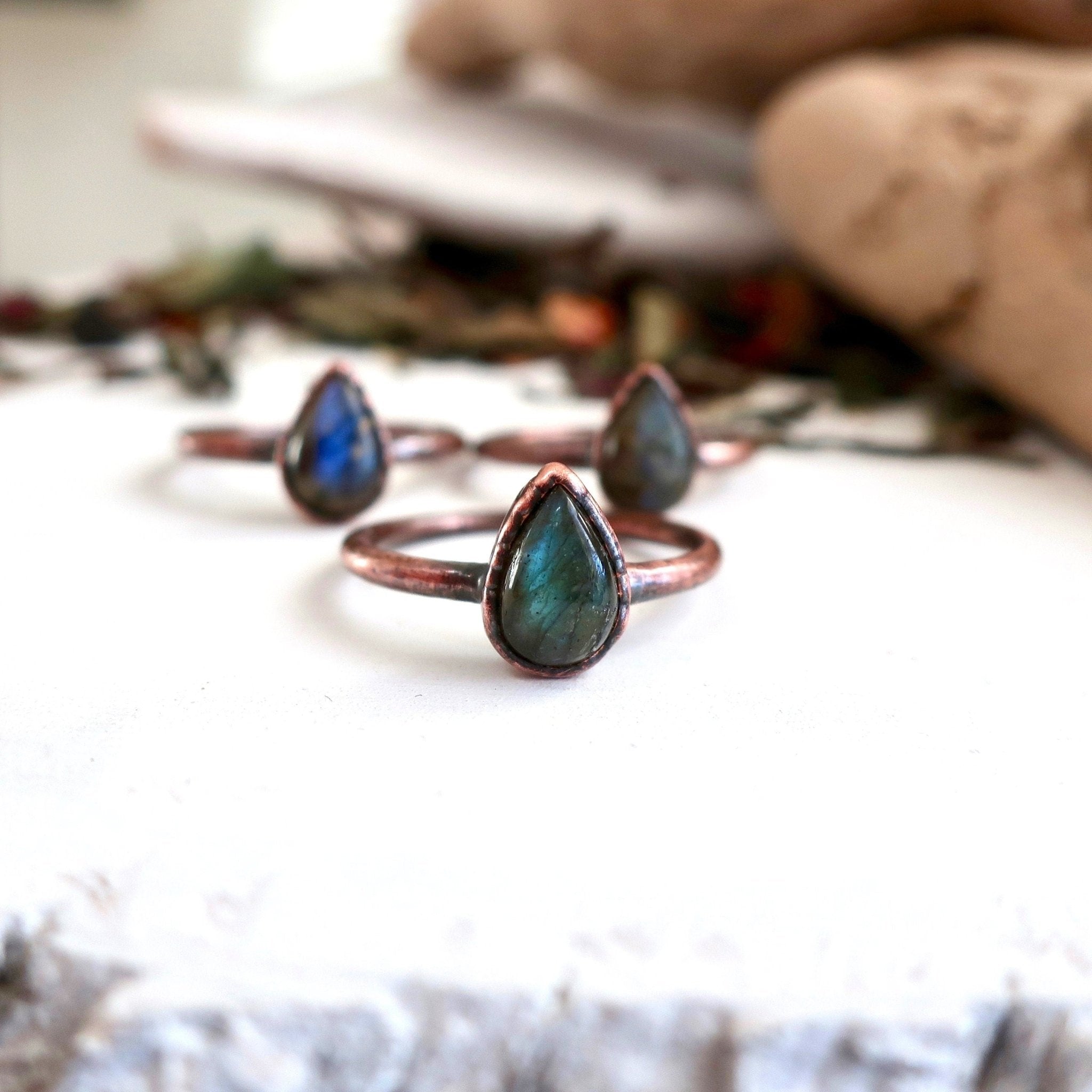 Blue Labradorite Ring | Handmade by Blackbird & Sage - Addy Avenue