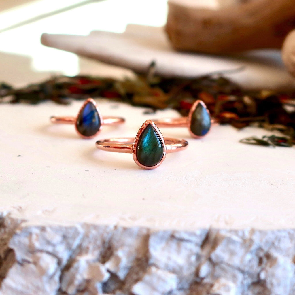 Blue Labradorite Ring | Handmade by Blackbird & Sage - Addy Avenue
