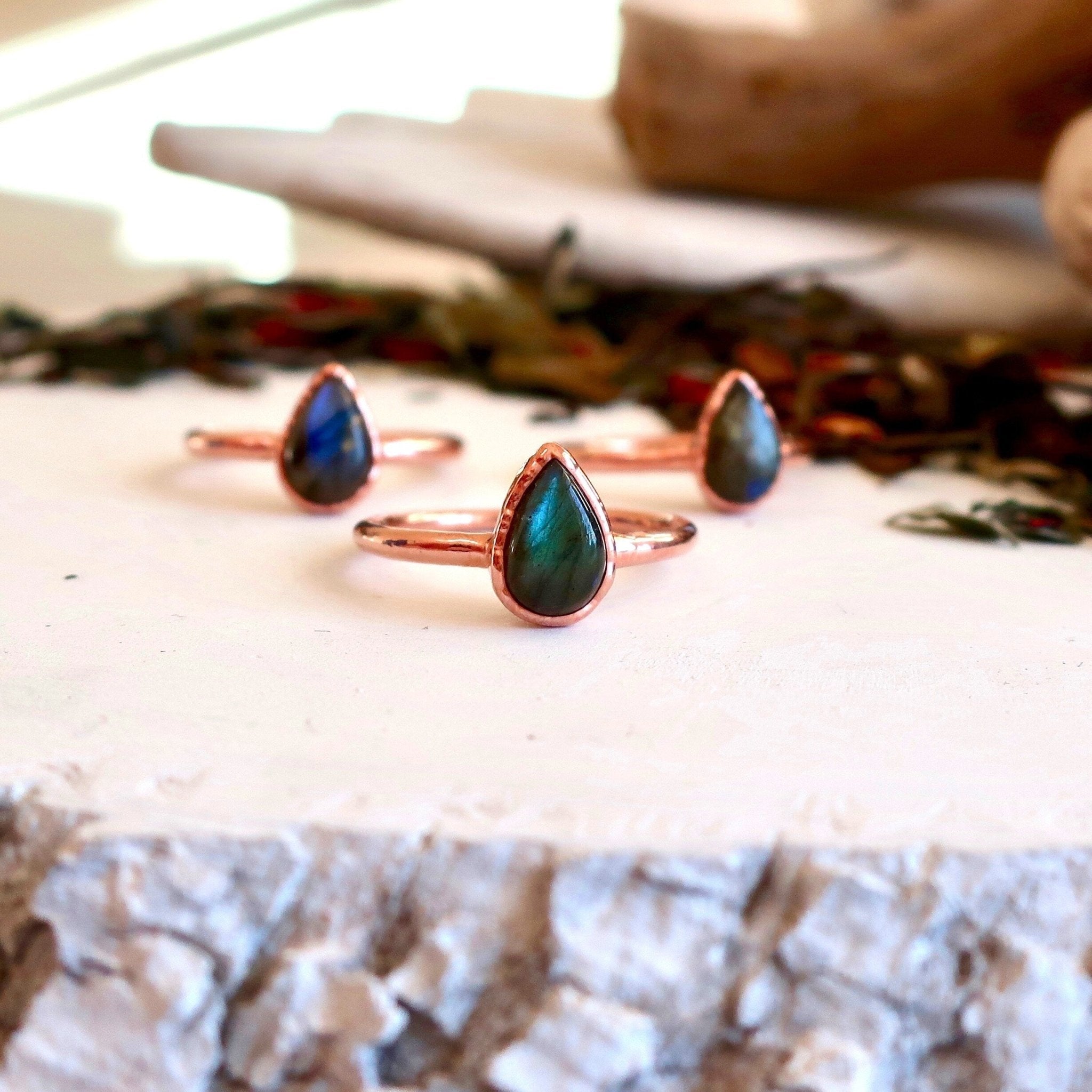 Blue Labradorite Ring | Handmade by Blackbird & Sage - Addy Avenue