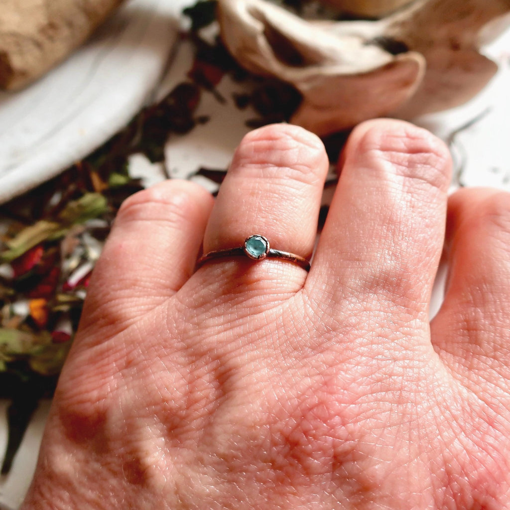 Blue Topaz Ring – Boho Charm | Handmade by Blackbird & Sage - Addy Avenue