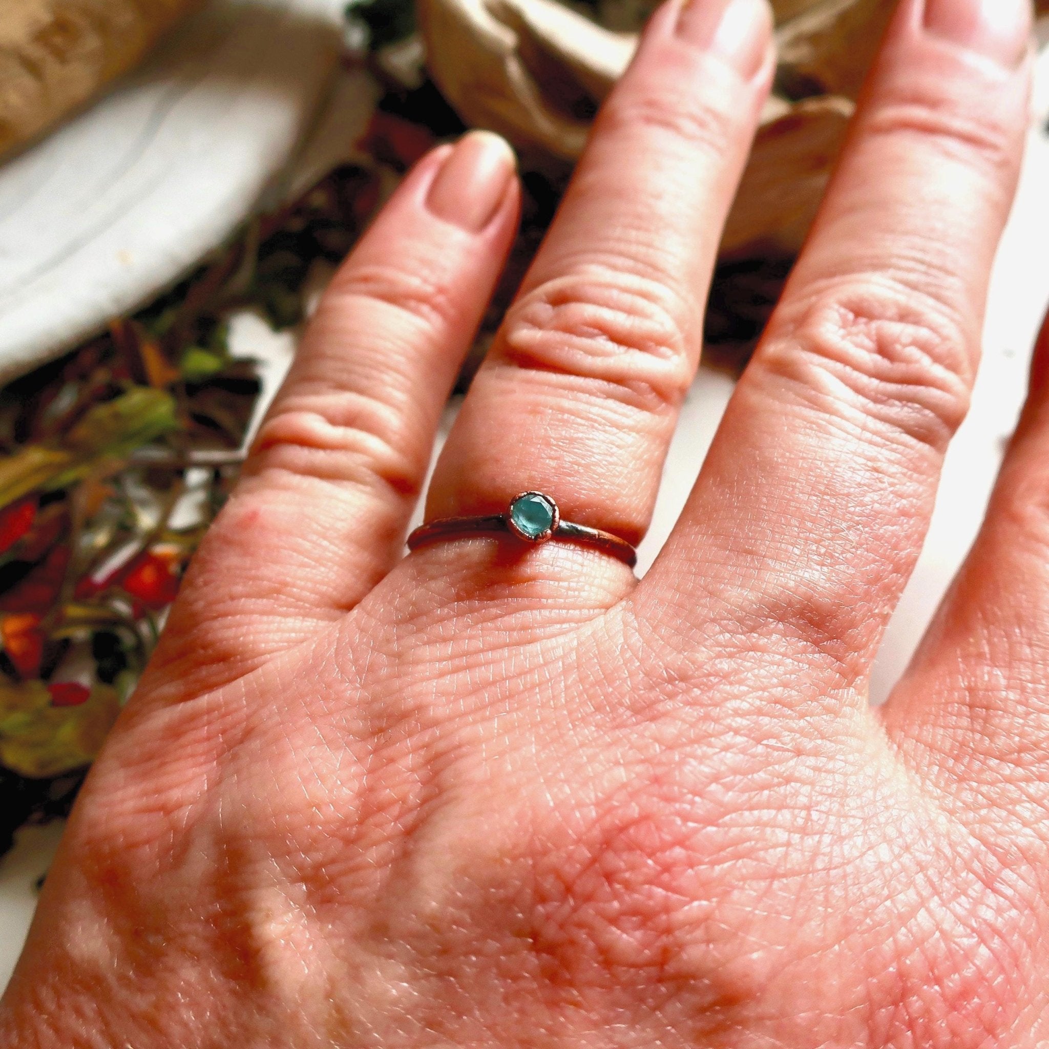 Blue Topaz Ring – Boho Charm | Handmade by Blackbird & Sage - Addy Avenue