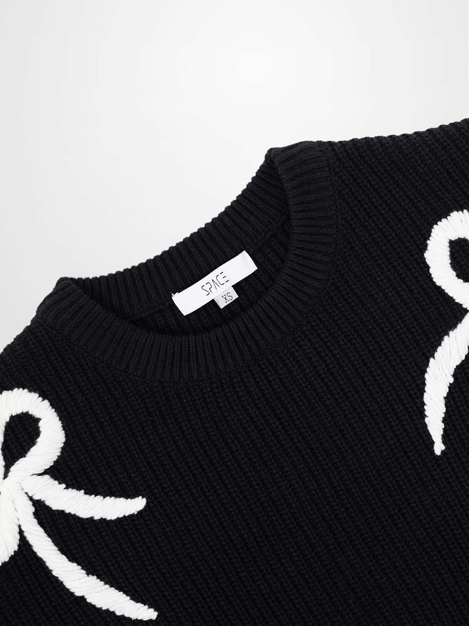 Bow Ribbon Sweater - Black/White - Addy Avenue