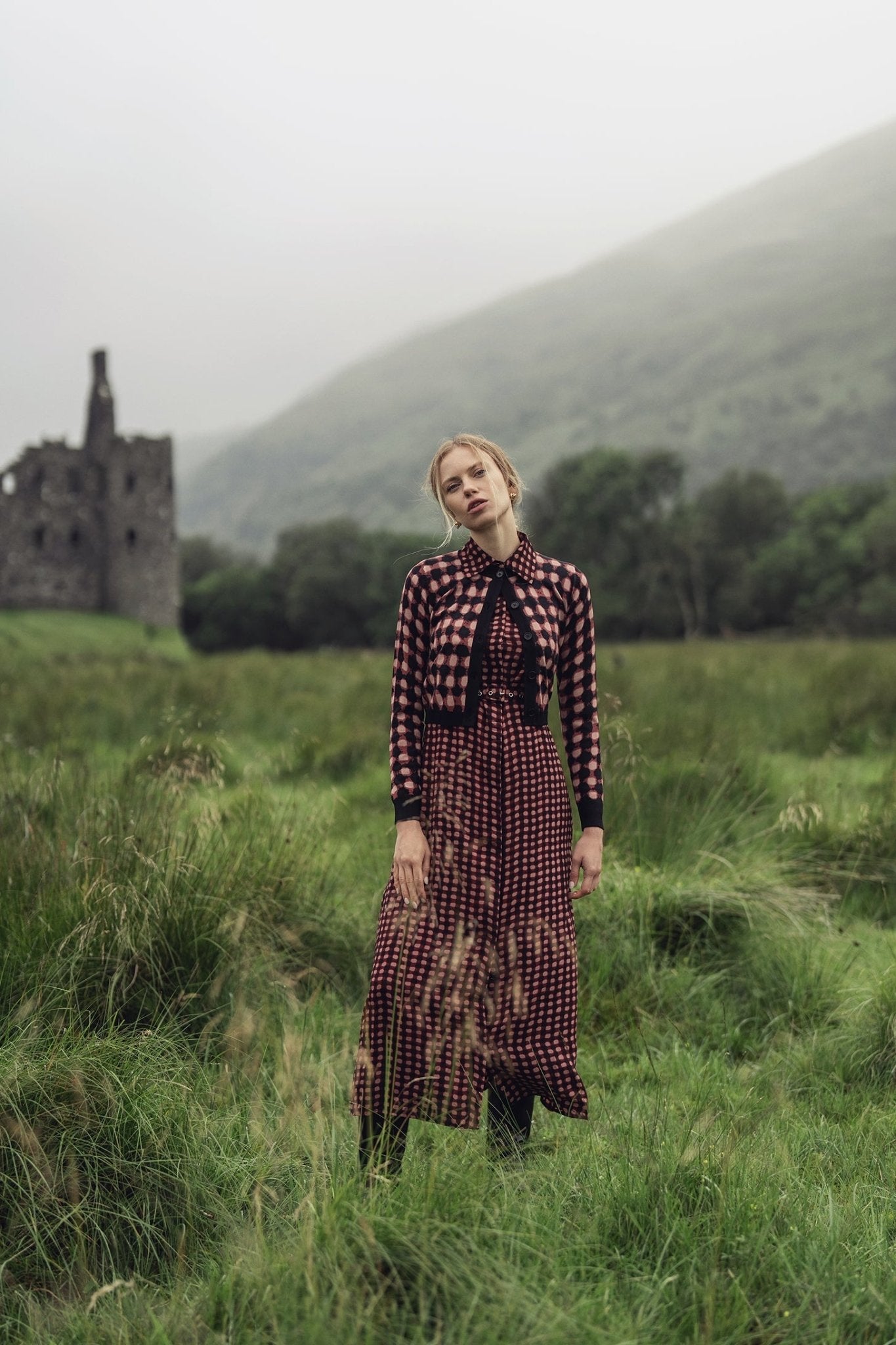 Buttoned Cardigan - Burgundy/Pink - Addy Avenue