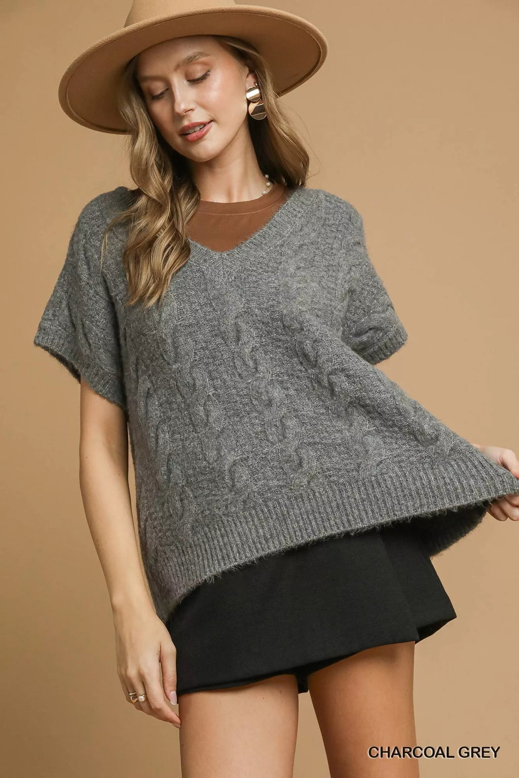 Cable - Knit V - Neck Sweater - Addy Avenue
