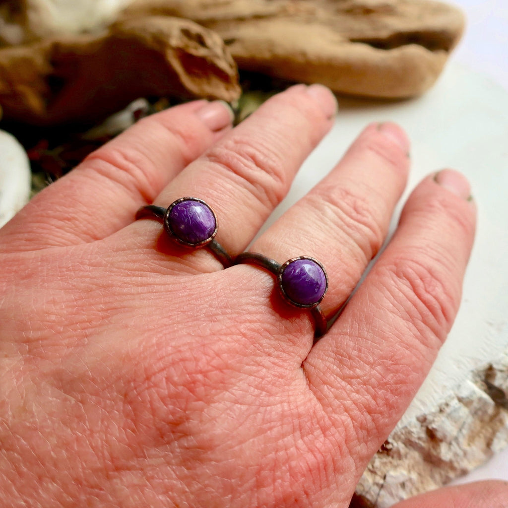Charoite Ring - Copper Boho | Handmade by Blackbird & Sage - Addy Avenue