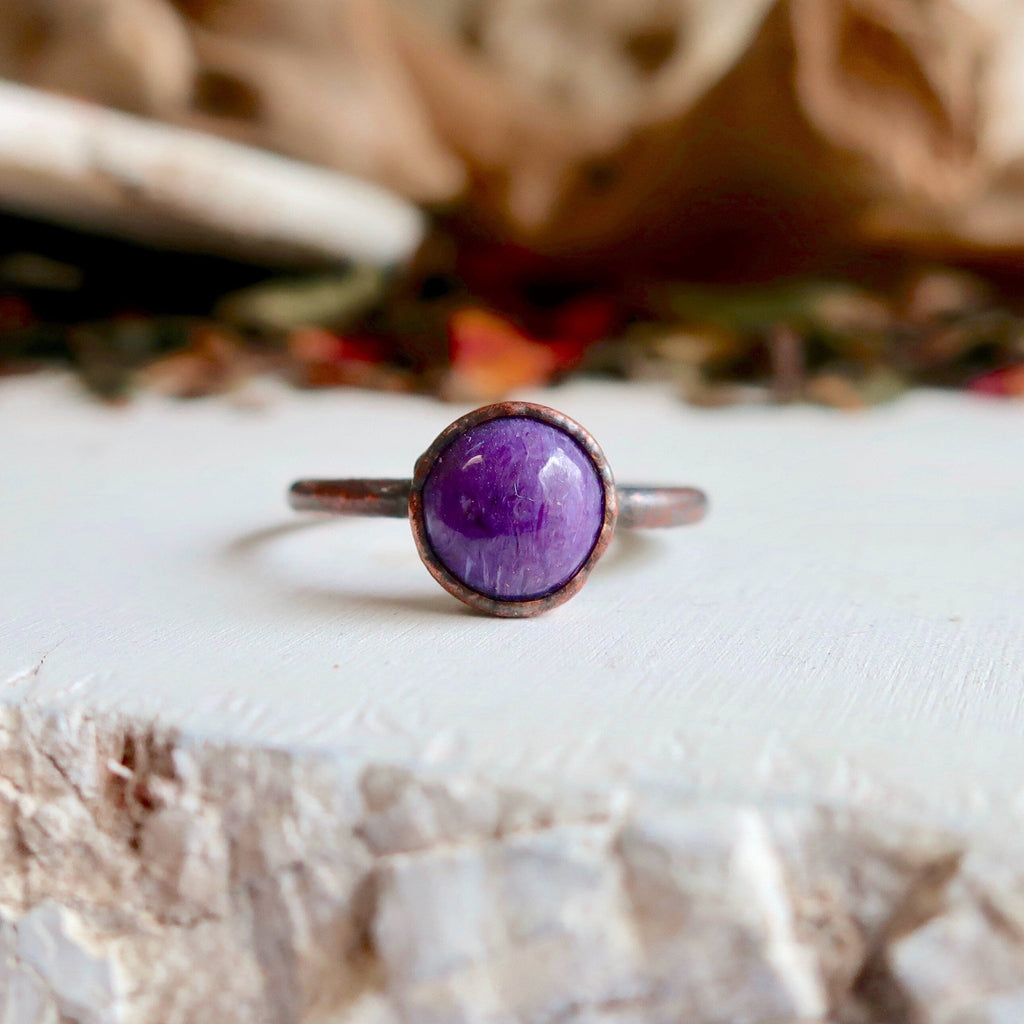Charoite Ring - Copper Boho | Handmade by Blackbird & Sage - Addy Avenue