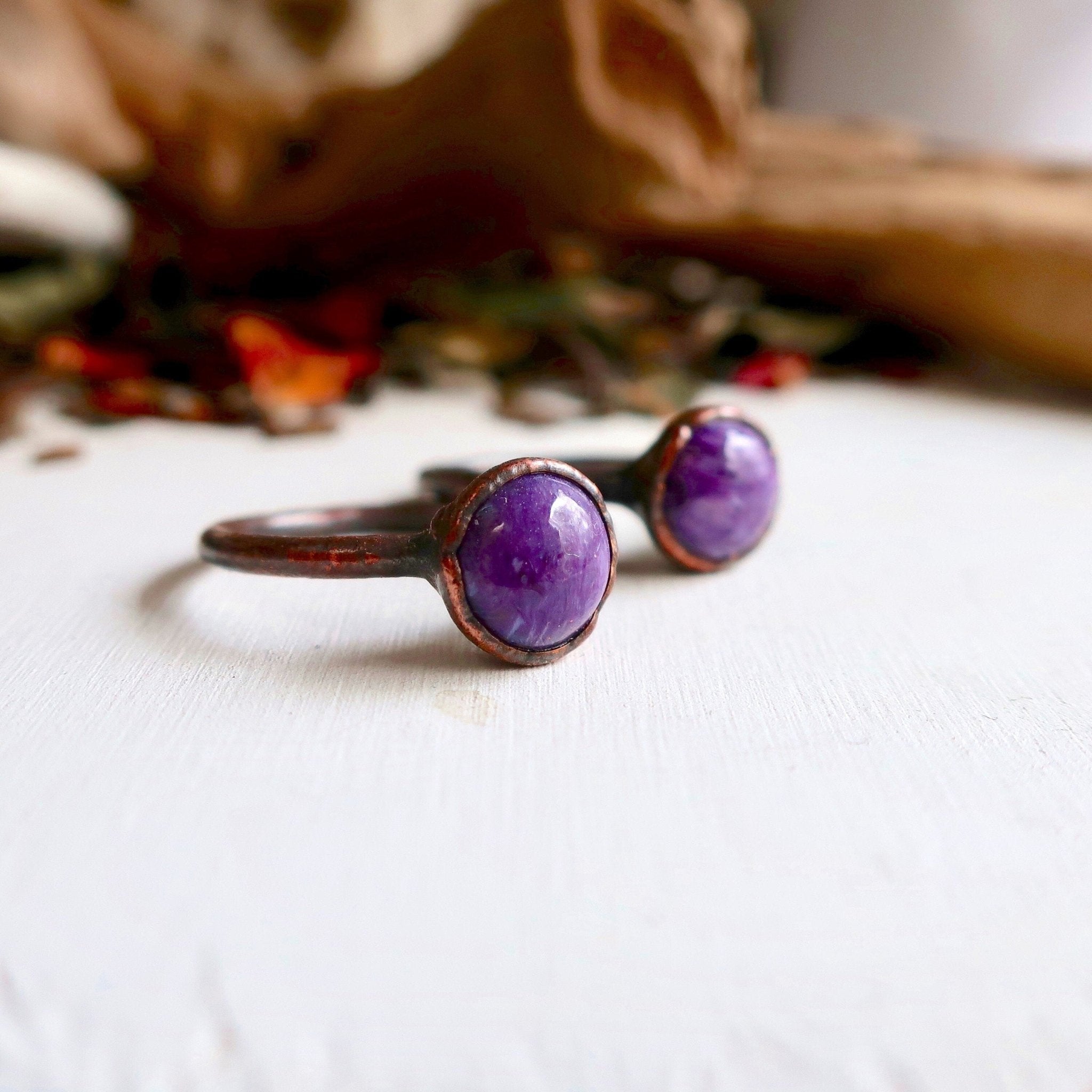 Charoite Ring - Copper Boho | Handmade by Blackbird & Sage - Addy Avenue
