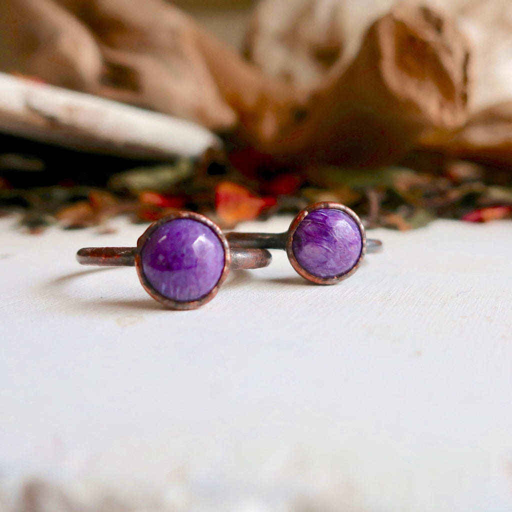 Charoite Ring - Copper Boho | Handmade by Blackbird & Sage - Addy Avenue