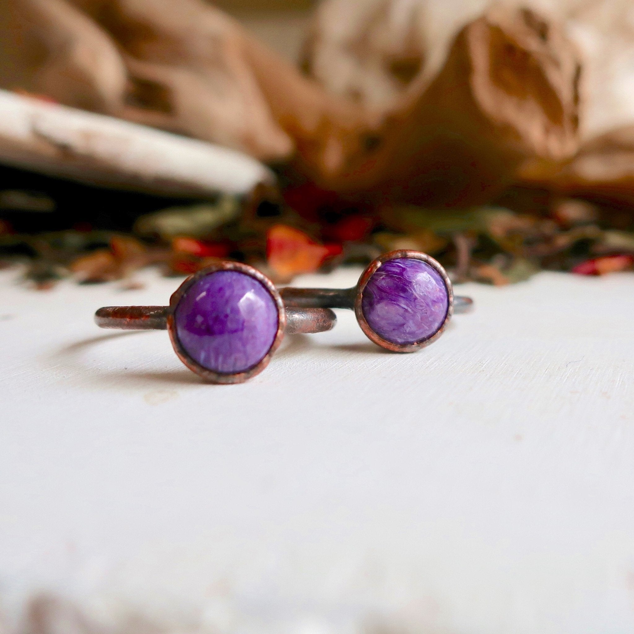 Charoite Ring - Copper Boho | Handmade by Blackbird & Sage - Addy Avenue
