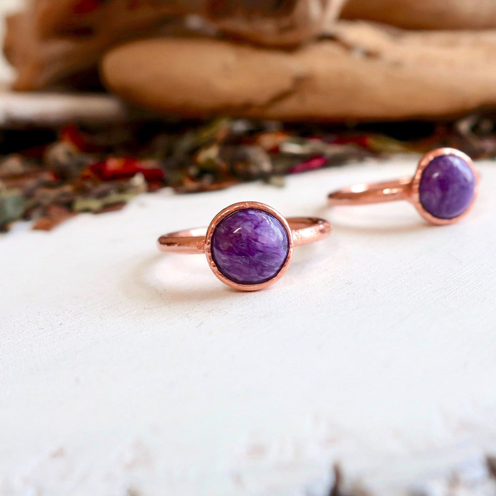 Charoite Ring - Copper Boho | Handmade by Blackbird & Sage - Addy Avenue