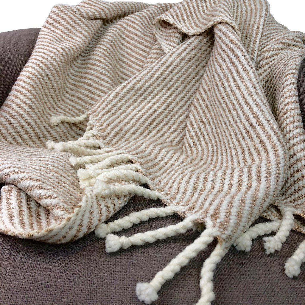 Chunky Camel Stripe Alpaca Throw - Addy Avenue