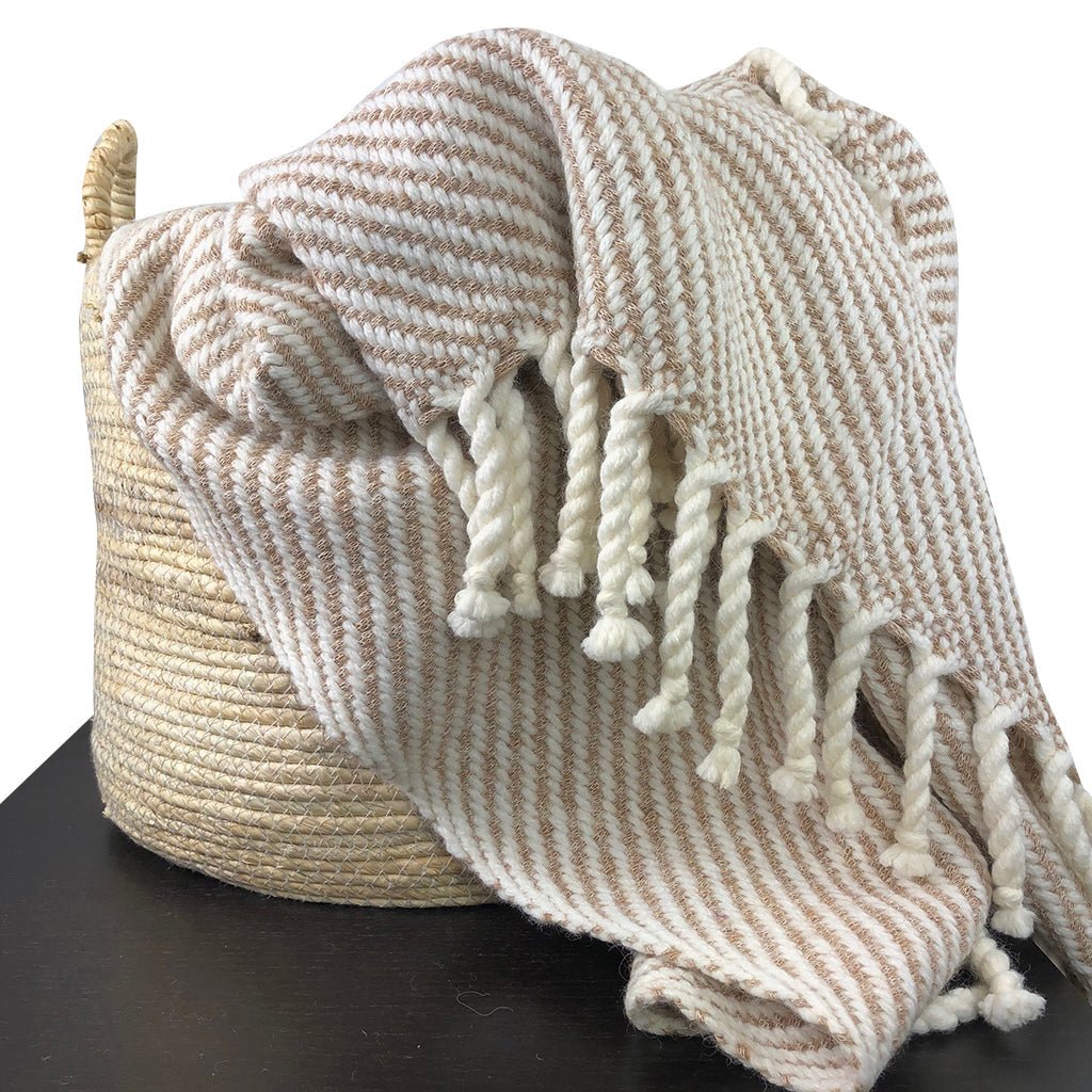 Chunky Camel Stripe Alpaca Throw - Addy Avenue
