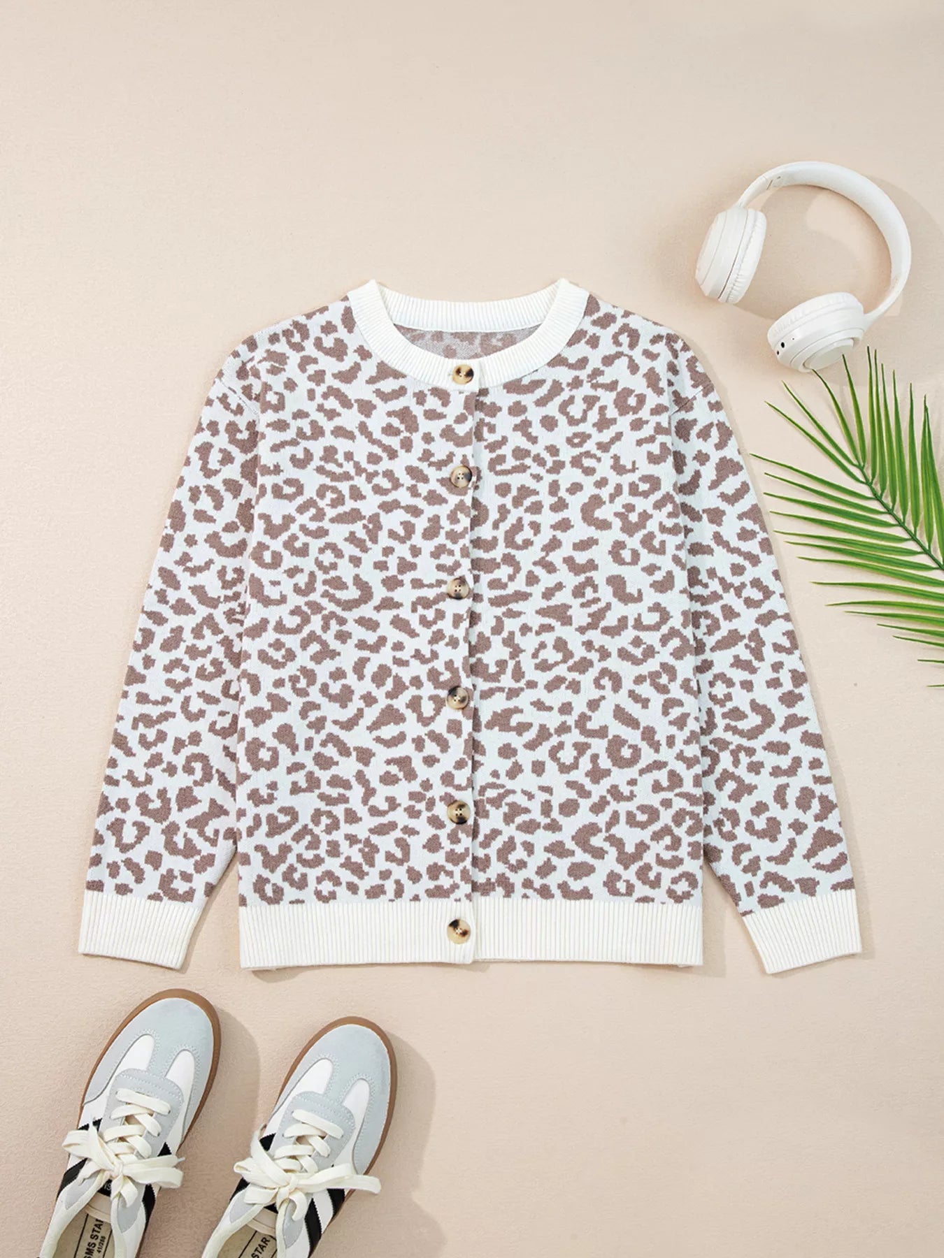 Chunky Leopard Cardigan - Drop Shoulder Knit - Addy Avenue
