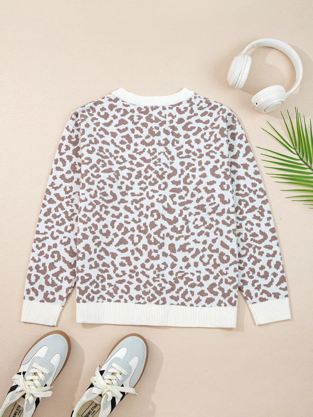 Chunky Leopard Cardigan - Drop Shoulder Knit - Addy Avenue