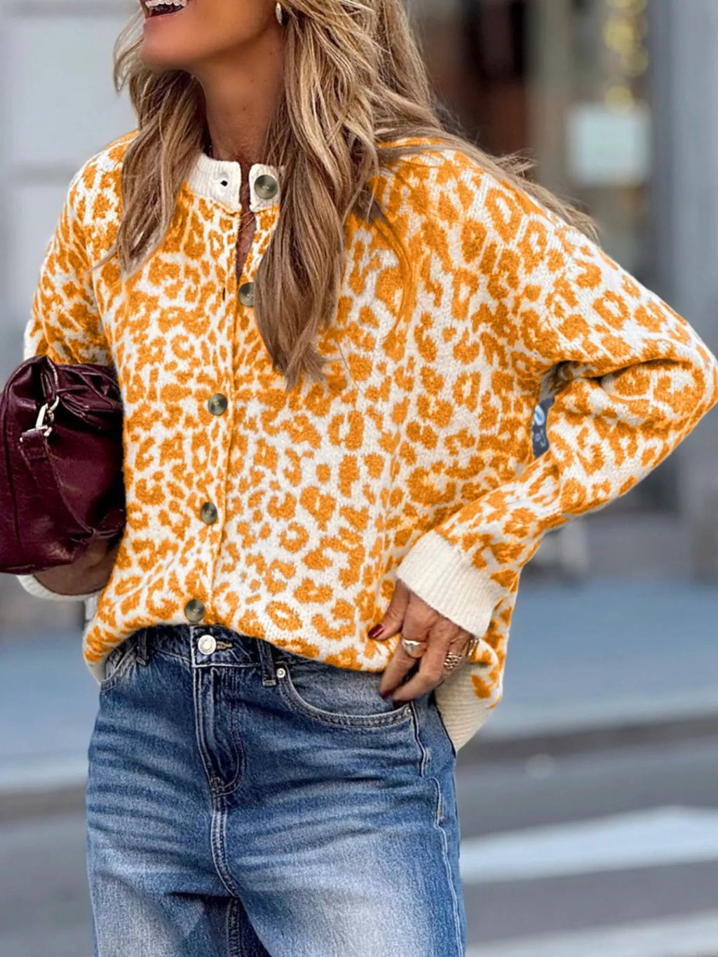 Chunky Leopard Cardigan - Drop Shoulder Knit - Addy Avenue