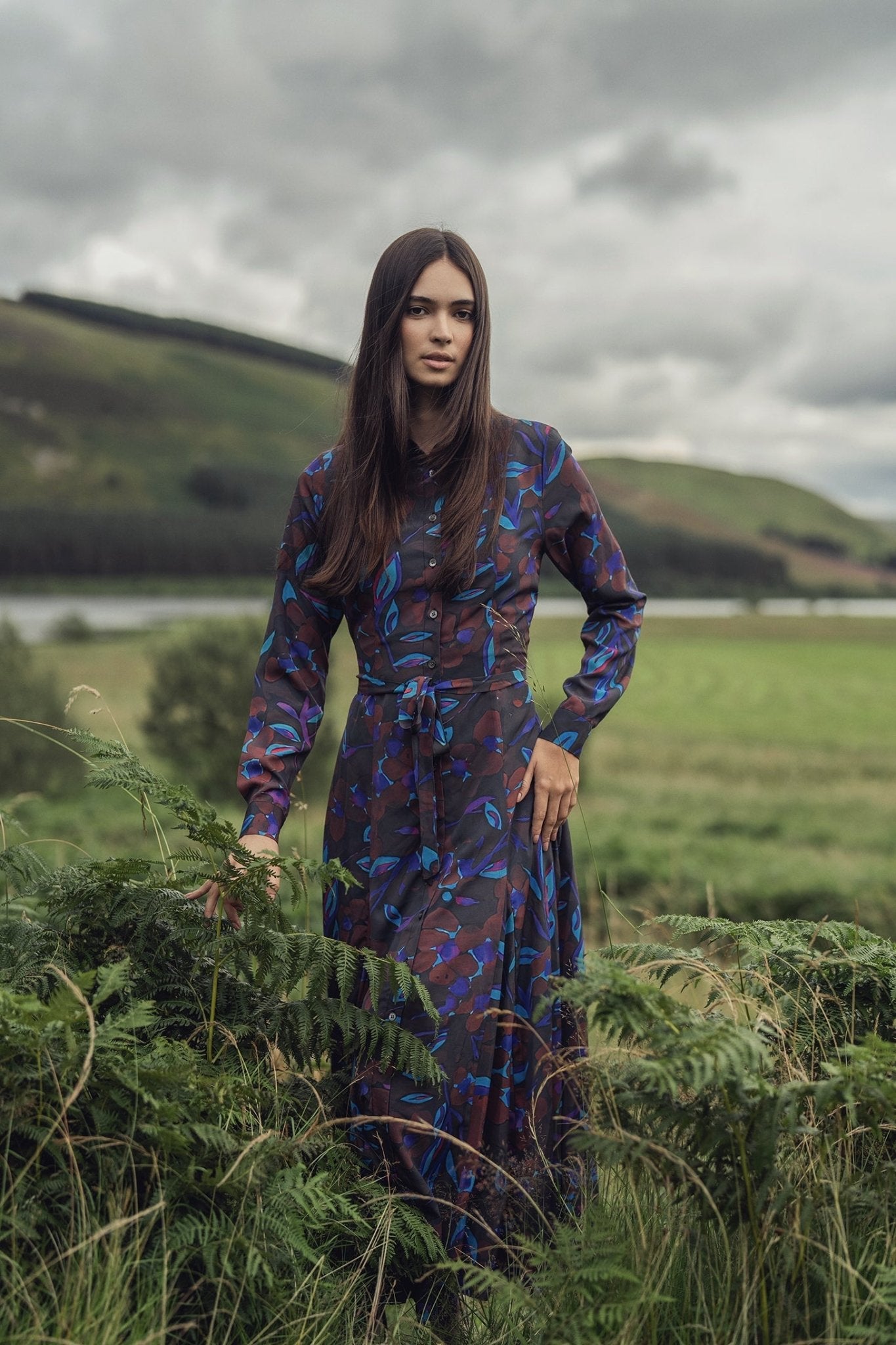 Collared A - Line Shirtdress - Brown Floral - Addy Avenue