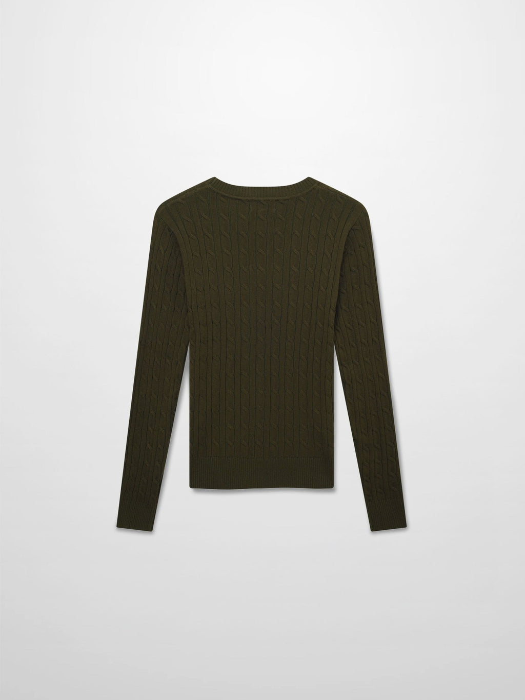 Crew Neck Cable Sweater - Olive Green - Addy Avenue