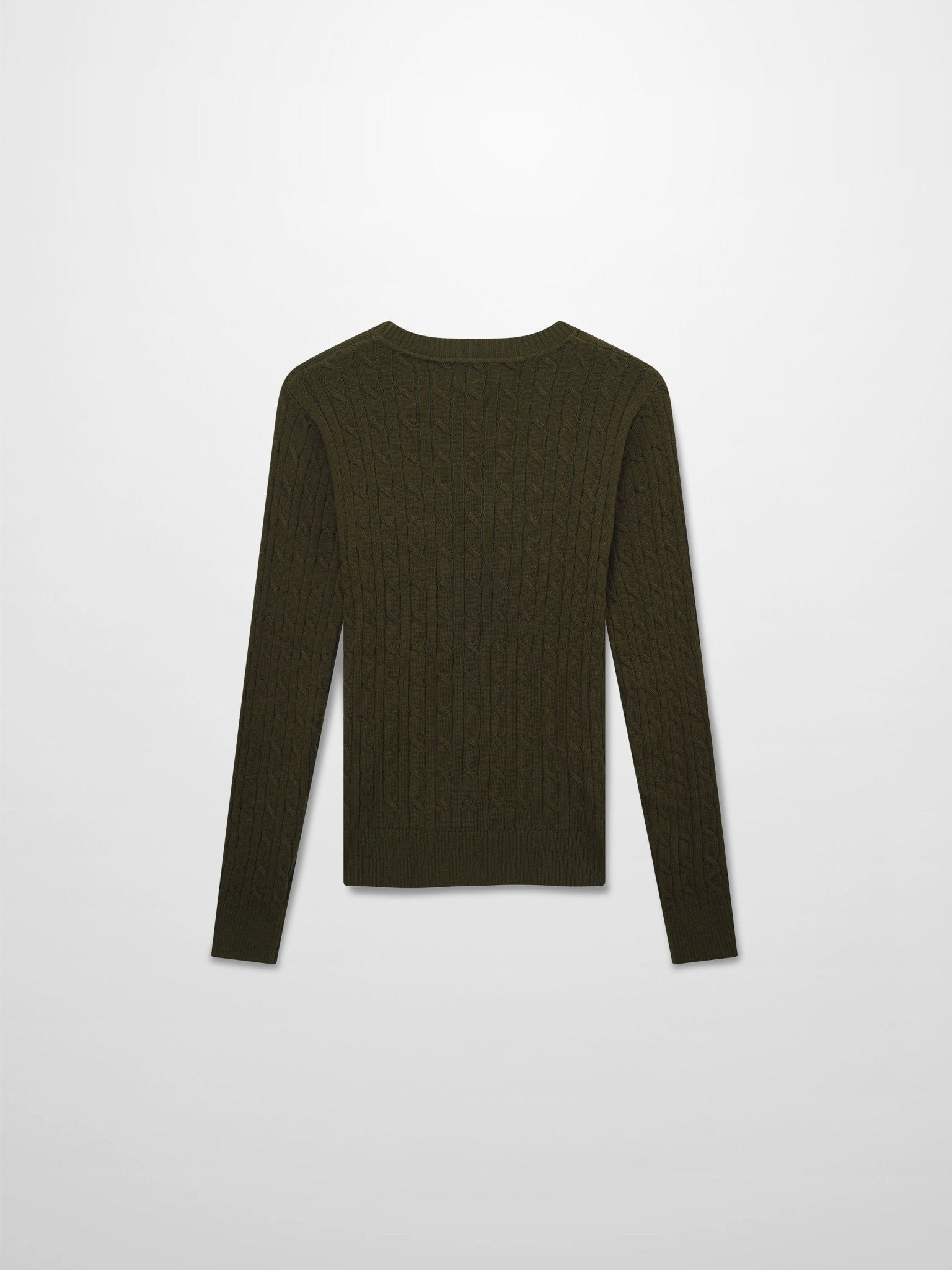 Crew Neck Cable Sweater - Olive Green - Addy Avenue