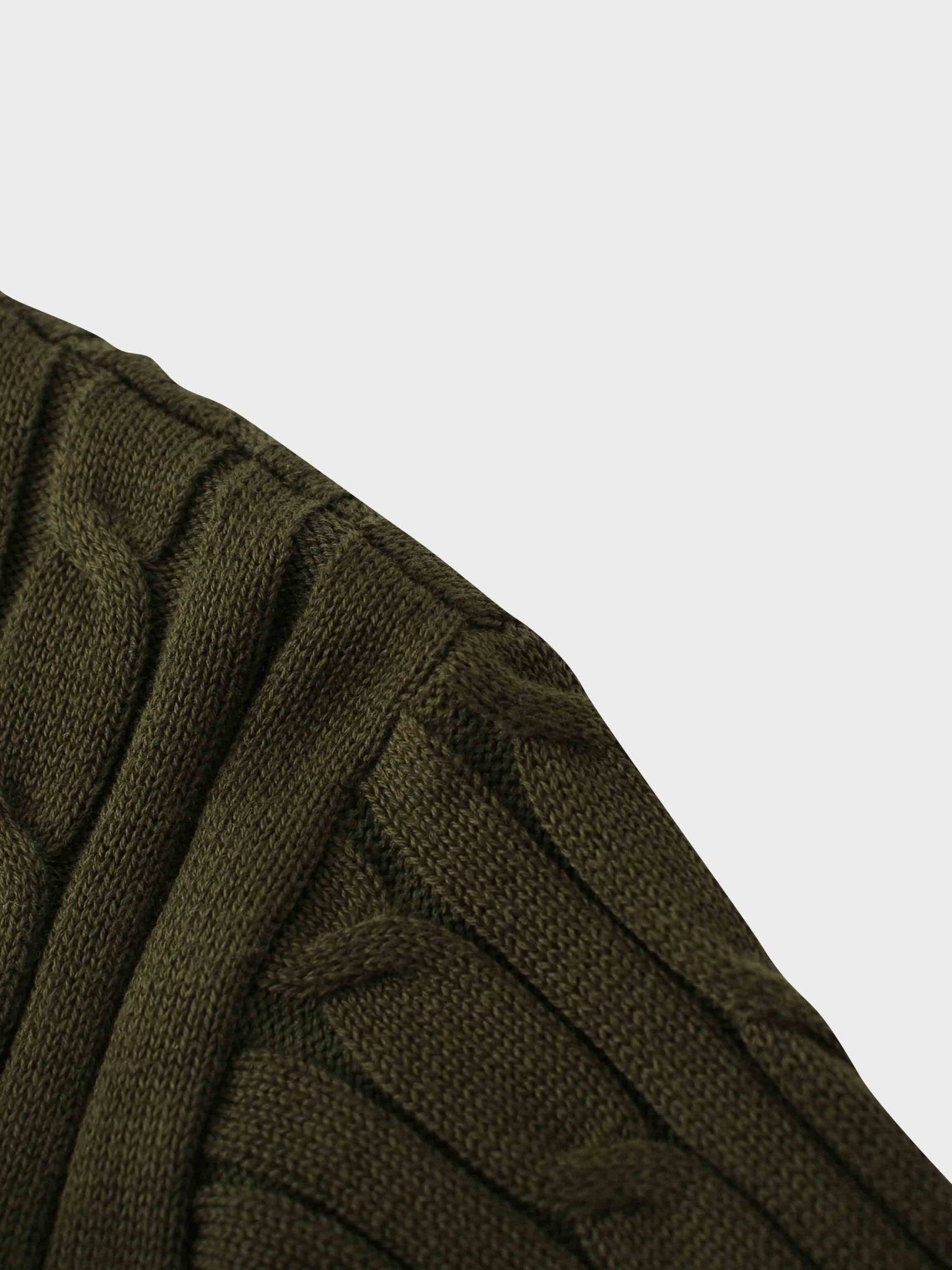 Crew Neck Cable Sweater - Olive Green - Addy Avenue