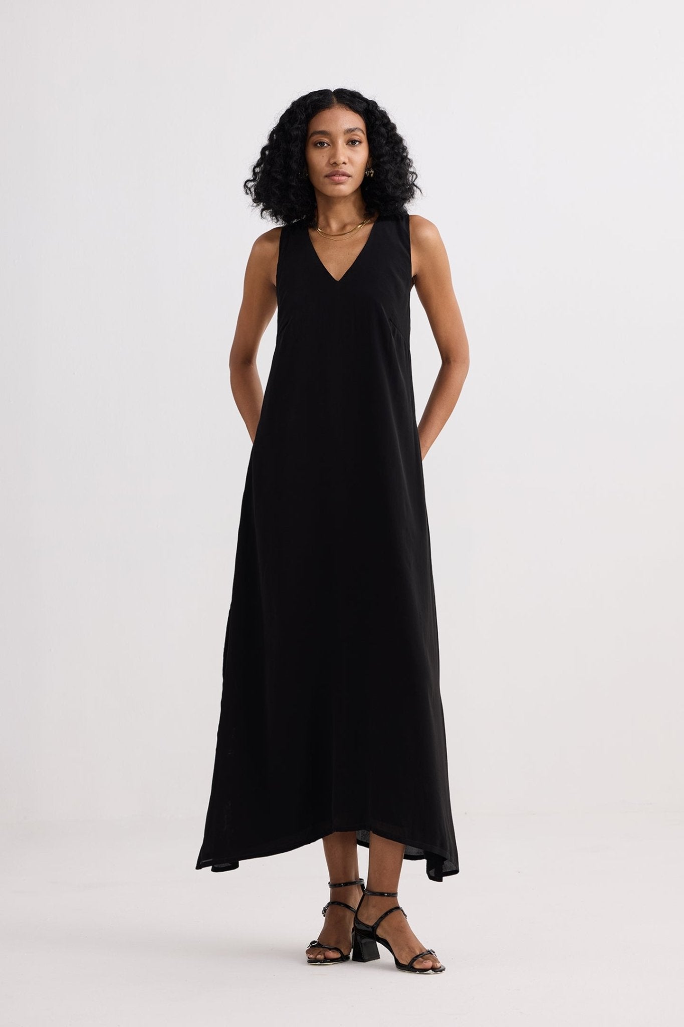 Crossed in Chic Sleeveless Maxi Dress in Black - Addy Avenue