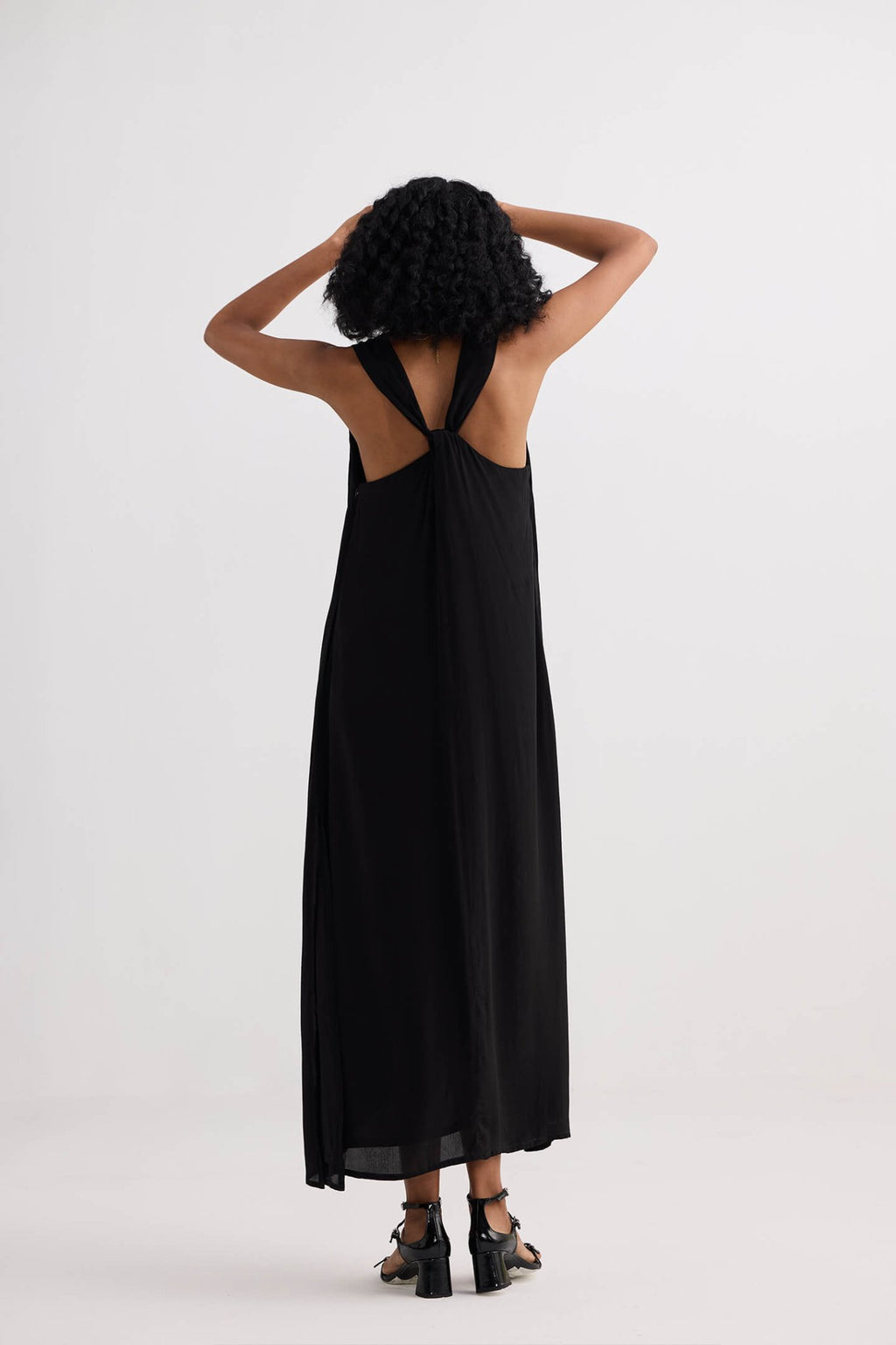 Crossed in Chic Sleeveless Maxi Dress in Black - Addy Avenue