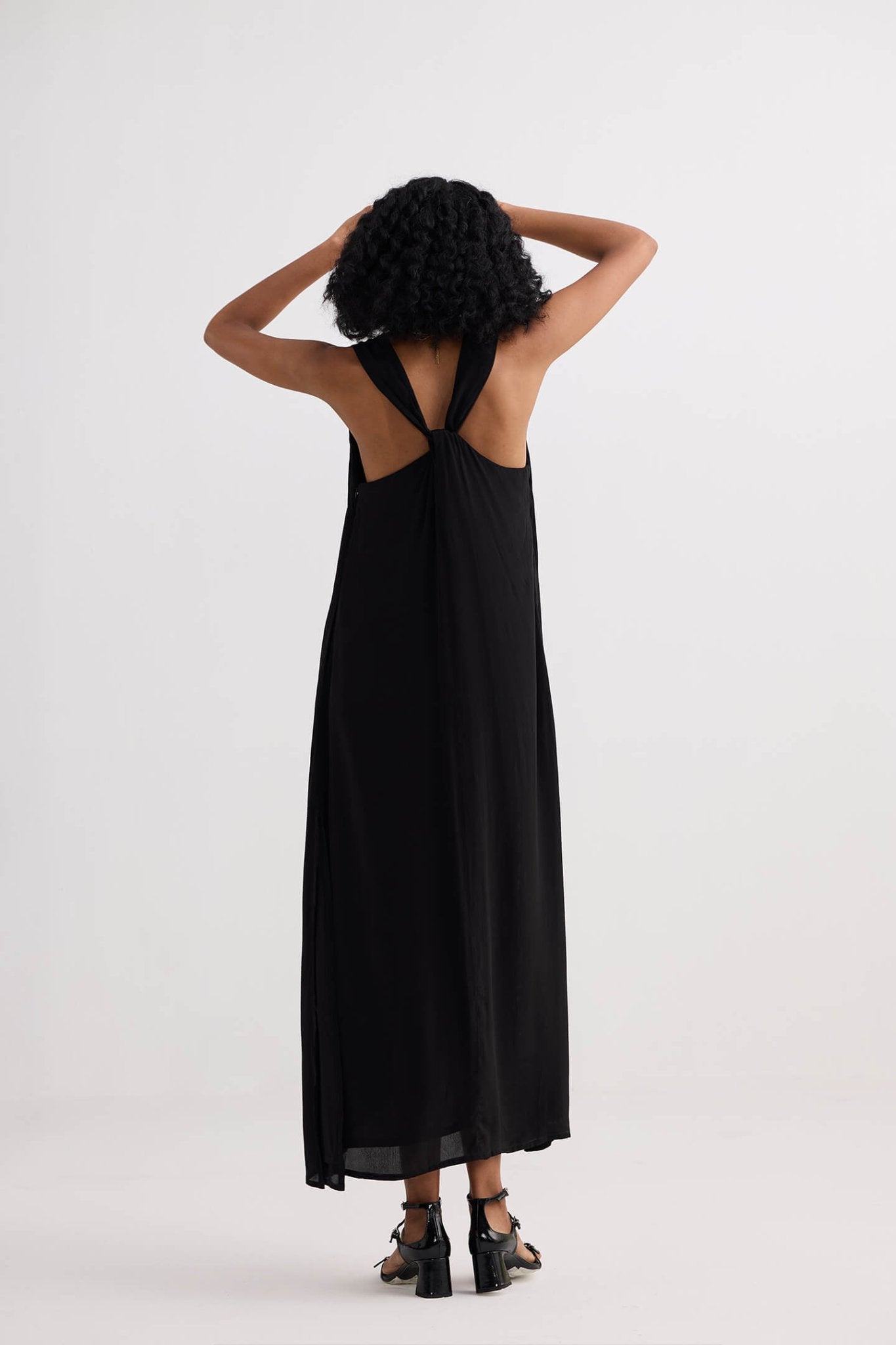 Crossed in Chic Sleeveless Maxi Dress in Black - Addy Avenue