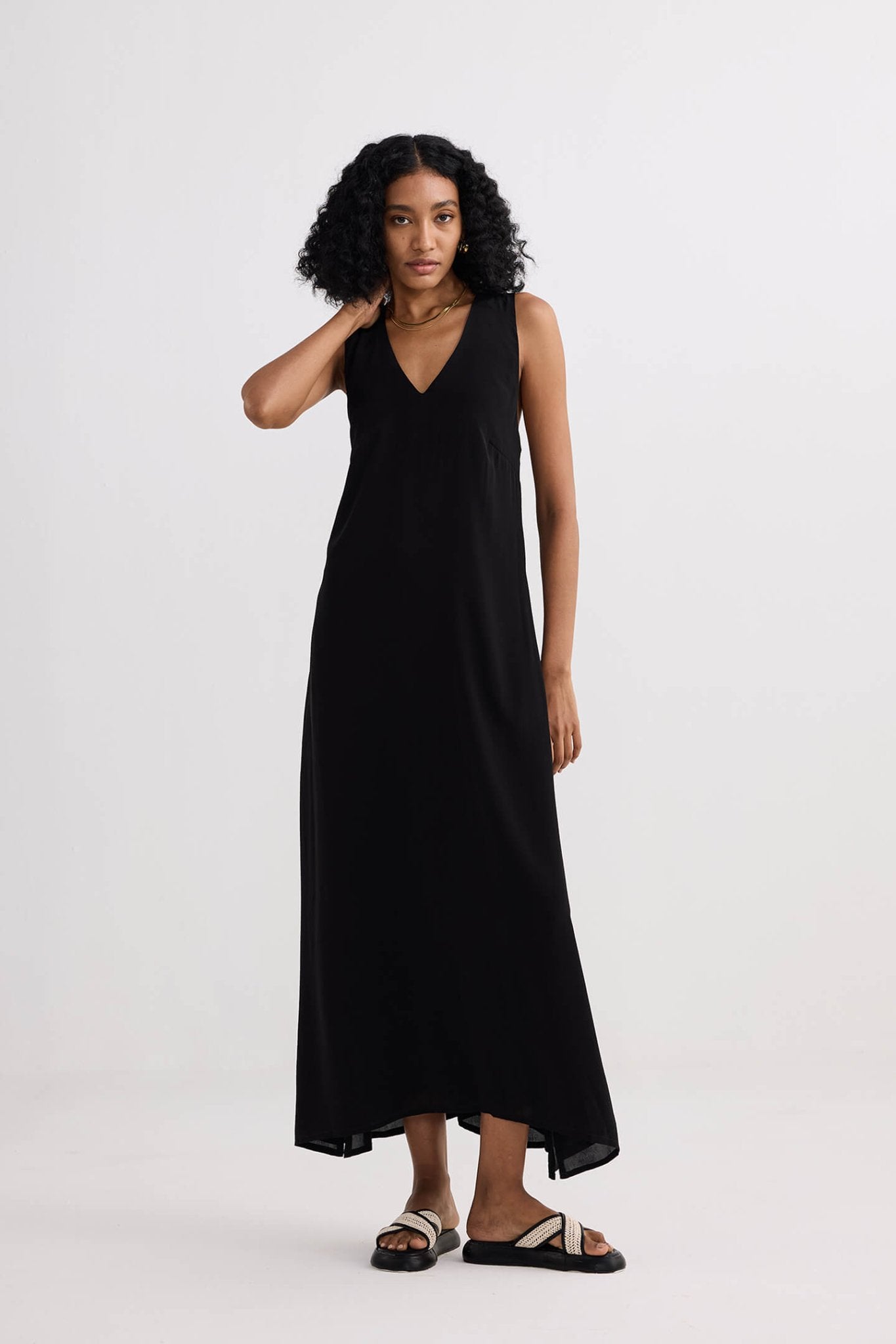 Crossed in Chic Sleeveless Maxi Dress in Black - Addy Avenue