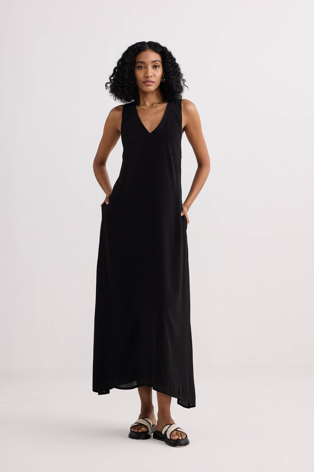 Crossed in Chic Sleeveless Maxi Dress in Black - Addy Avenue