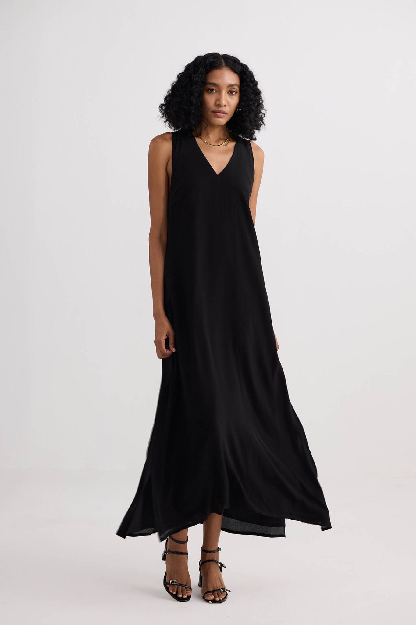Crossed in Chic Sleeveless Maxi Dress in Black - Addy Avenue