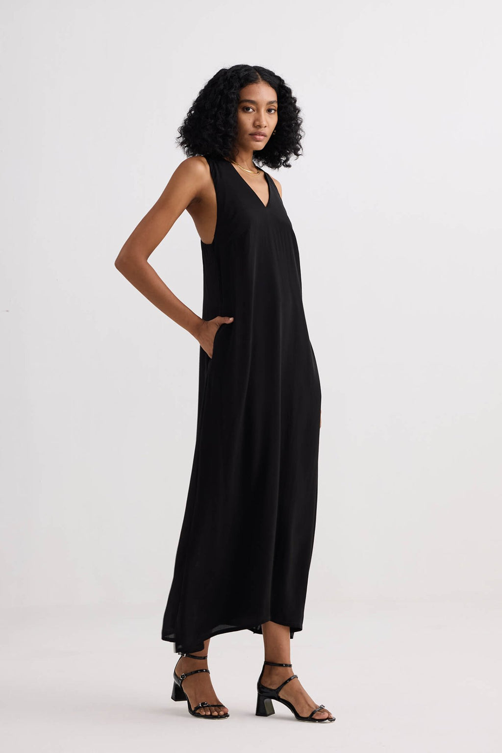 Crossed in Chic Sleeveless Maxi Dress in Black - Addy Avenue