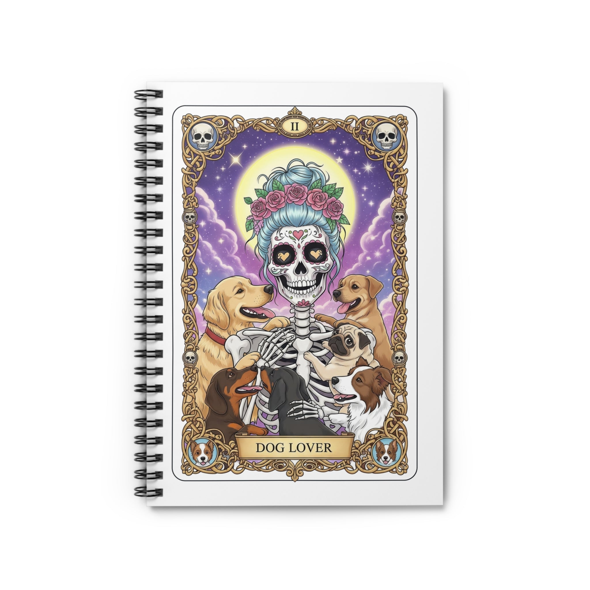 Dog Lover Skeleton Notebook | Spiral Ruled Journal, Cute Skeleton Dog Illustration - Addy Avenue