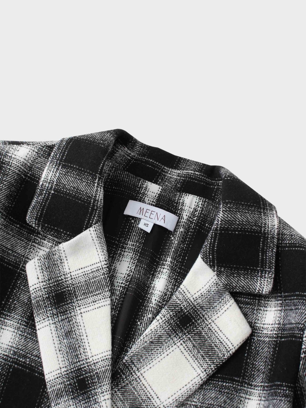 Double Breasted Belted Blazer - Black/White Plaid - Addy Avenue
