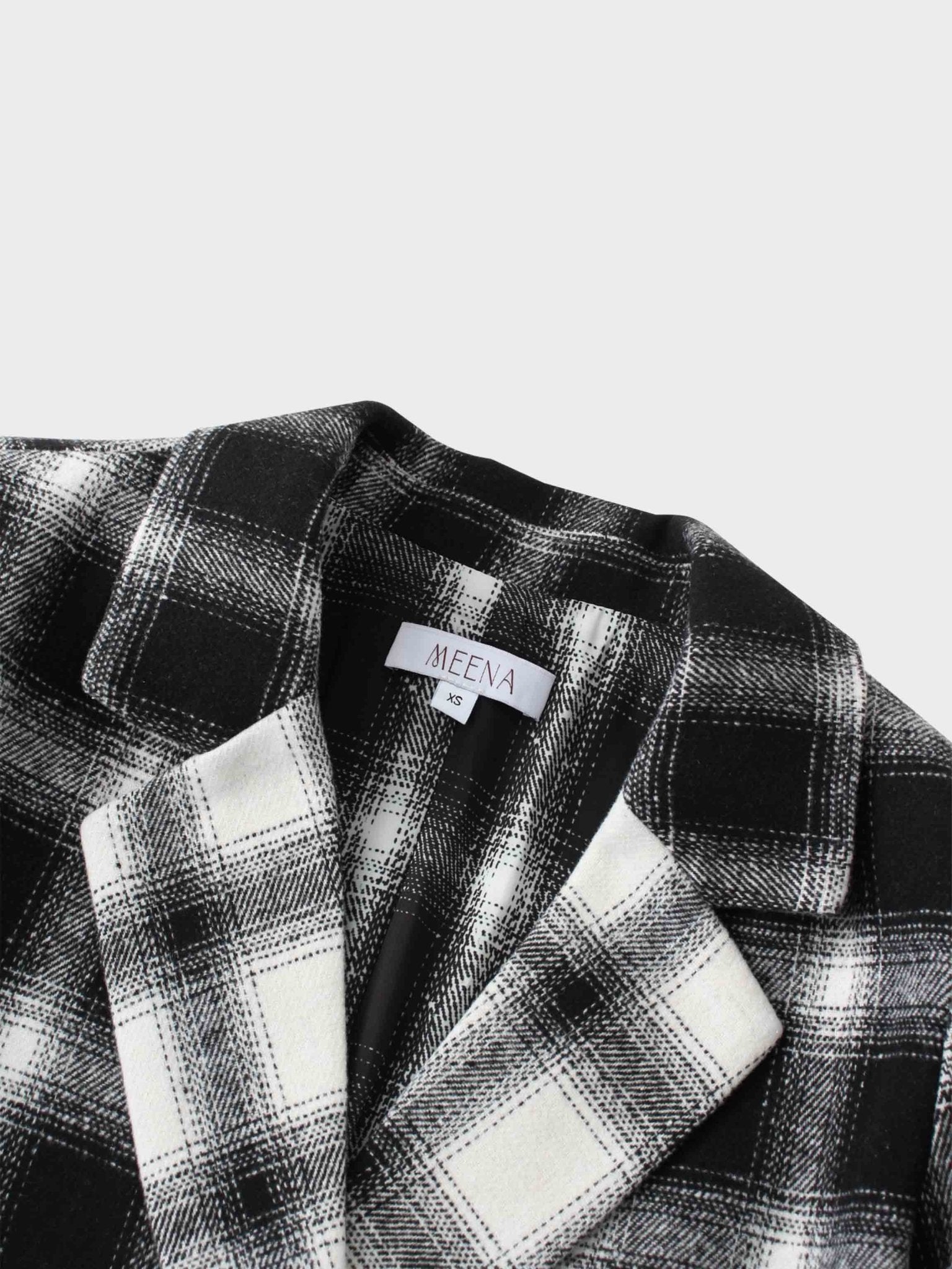 Double Breasted Belted Blazer - Black/White Plaid - Addy Avenue
