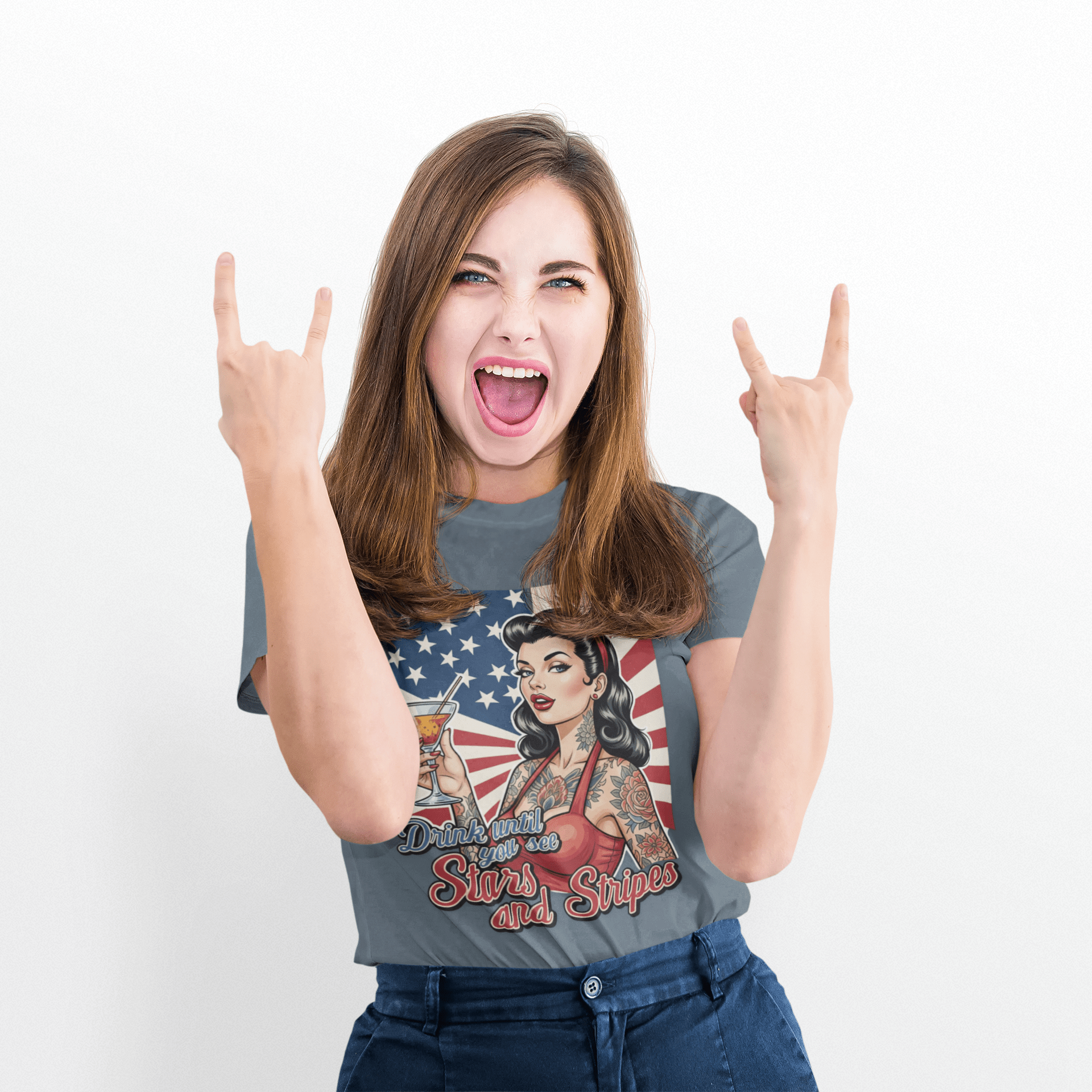 Drink Until You See Stars & Stripes Retro Graphic Tee - Addy Avenue