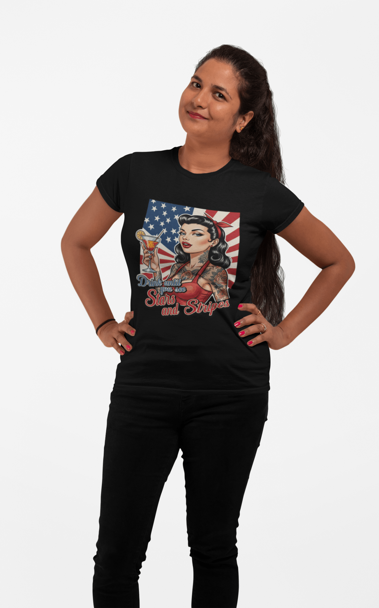 Drink Until You See Stars & Stripes Retro Graphic Tee - Addy Avenue