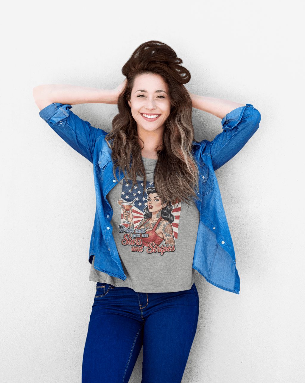 Drink Until You See Stars & Stripes Retro Graphic Tee - Addy Avenue