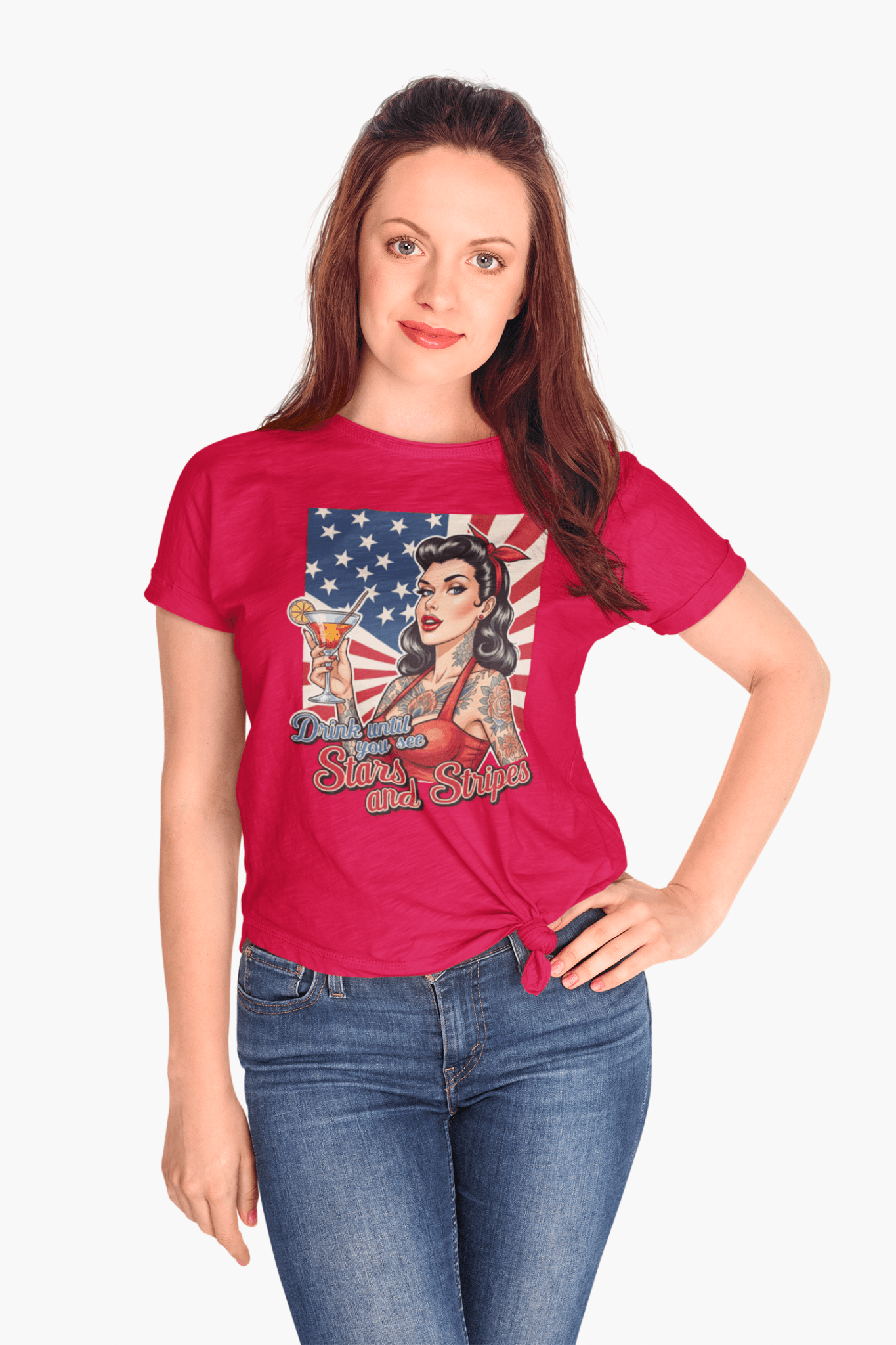 Drink Until You See Stars & Stripes Retro Graphic Tee - Addy Avenue