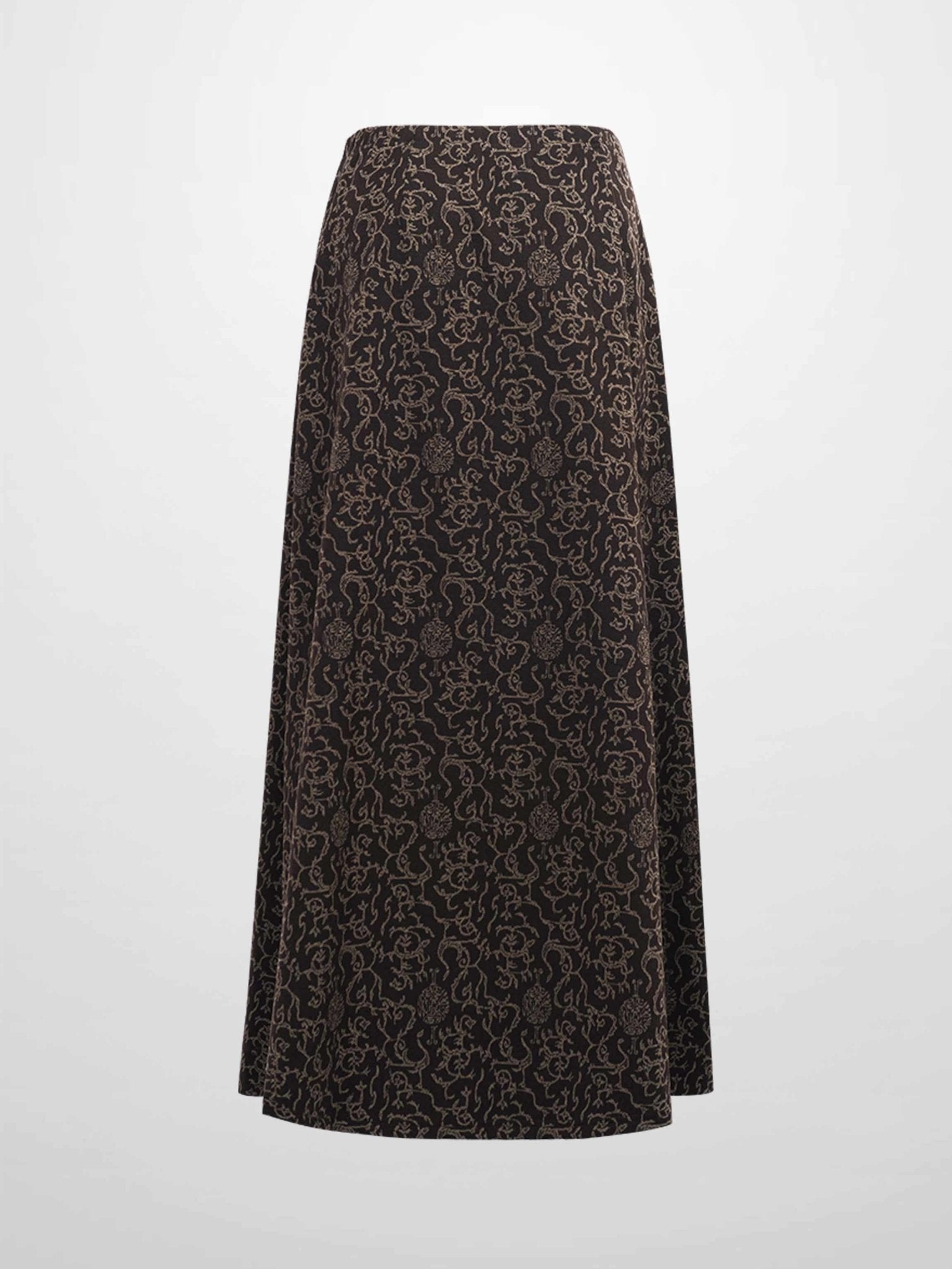Elastic Waist Maxi Skirt - Brown Vines - Addy Avenue