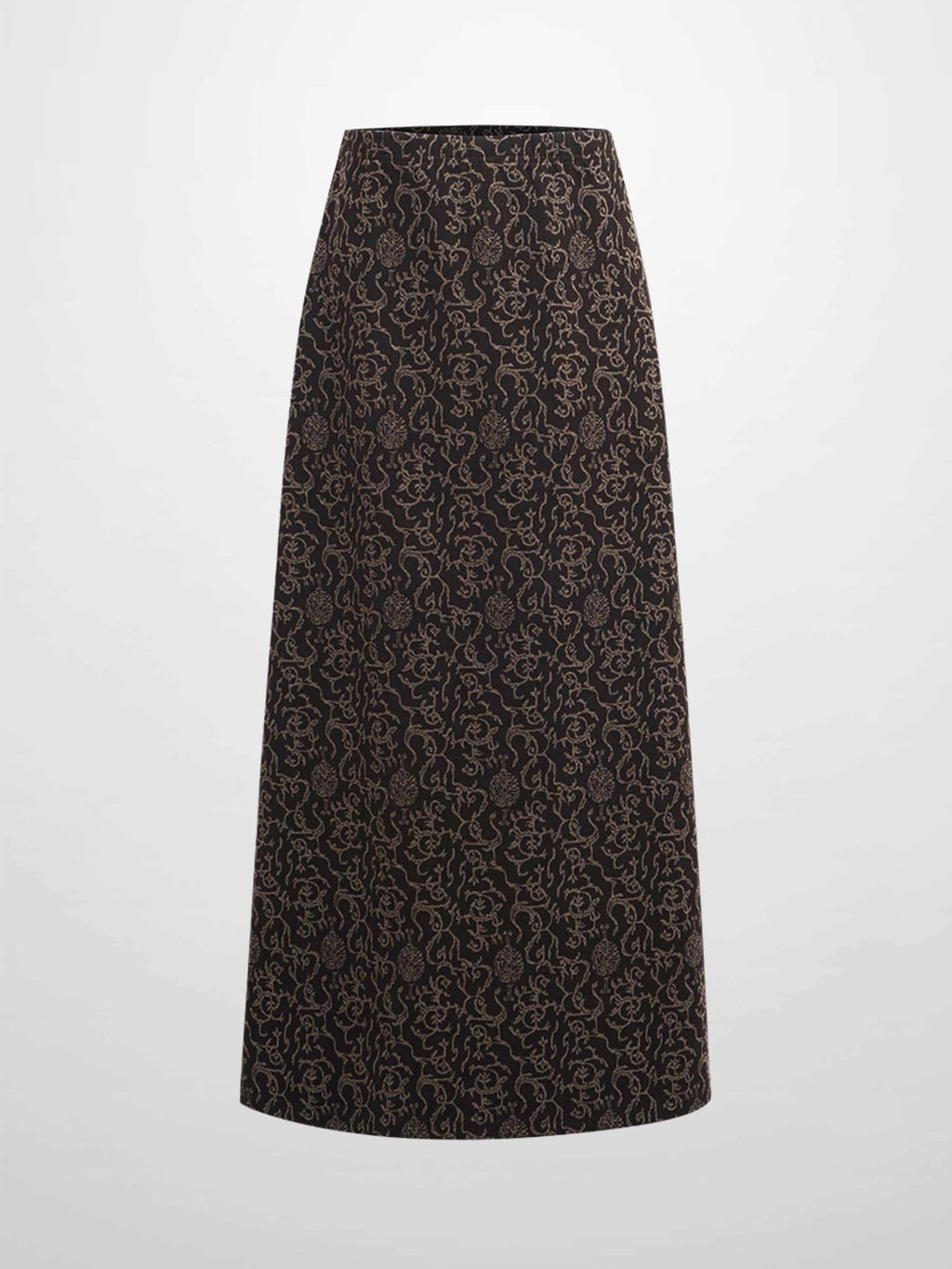 Elastic Waist Maxi Skirt - Brown Vines - Addy Avenue