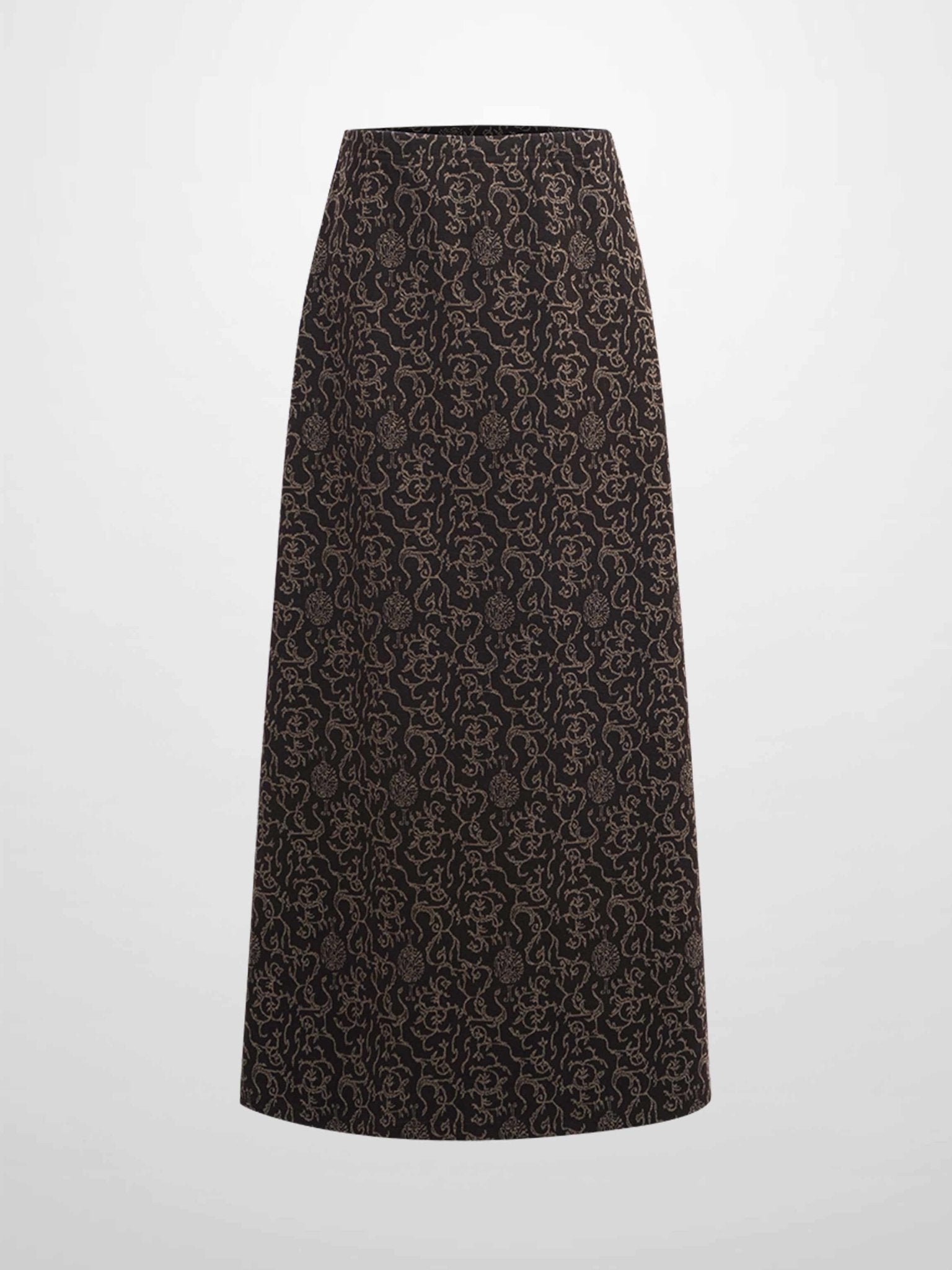 Elastic Waist Maxi Skirt - Brown Vines - Addy Avenue