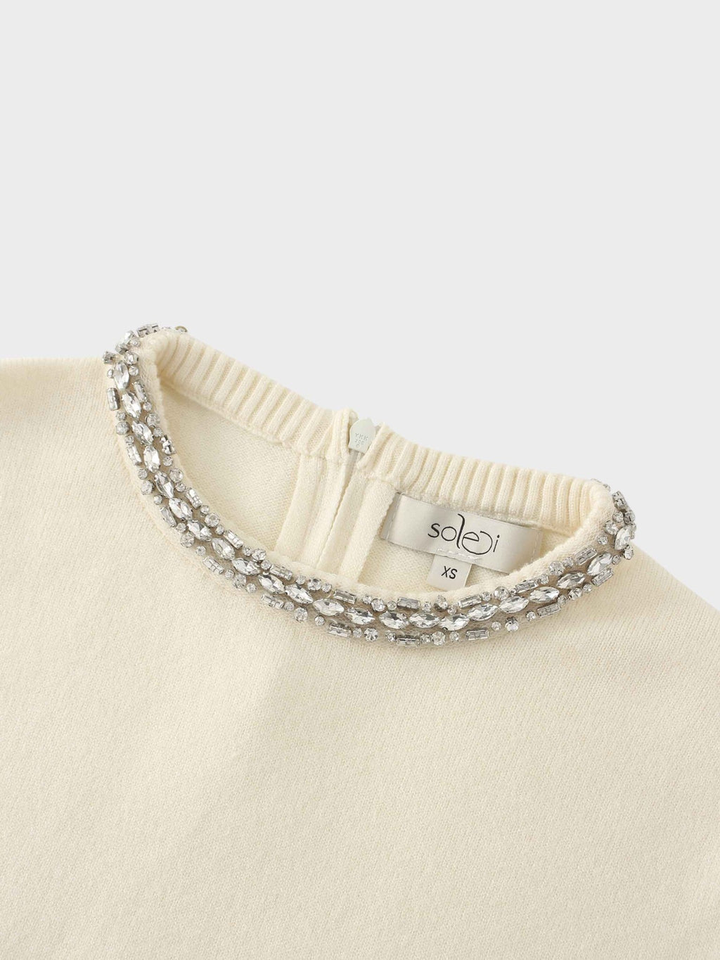 Embellished Crew Sweater - Ivory - Addy Avenue