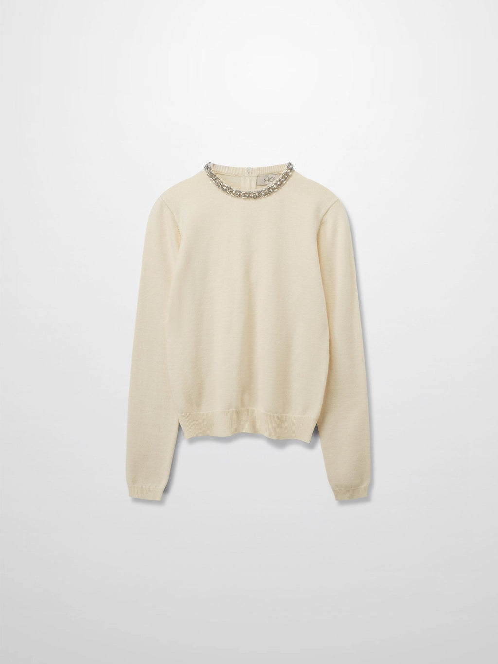 Embellished Crew Sweater - Ivory - Addy Avenue
