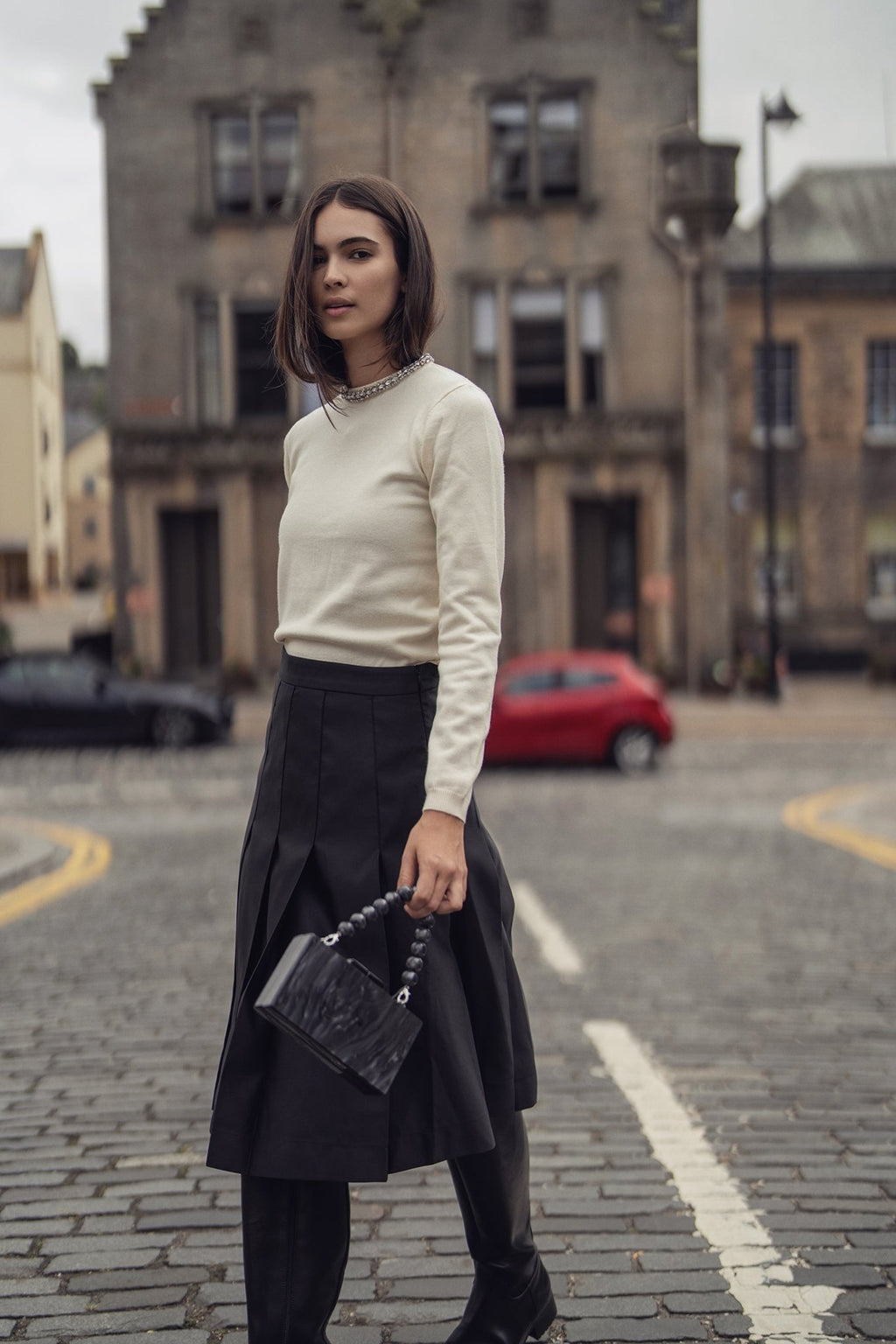 Embellished Crew Sweater - Ivory - Addy Avenue