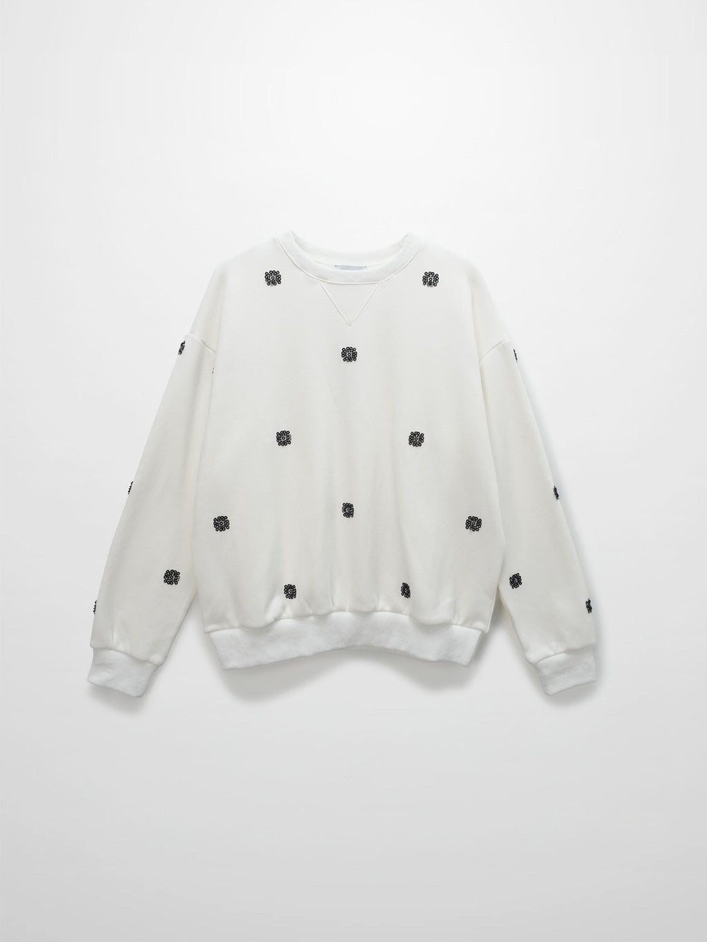 Embellished Sweatshirt - White/Black - Addy Avenue