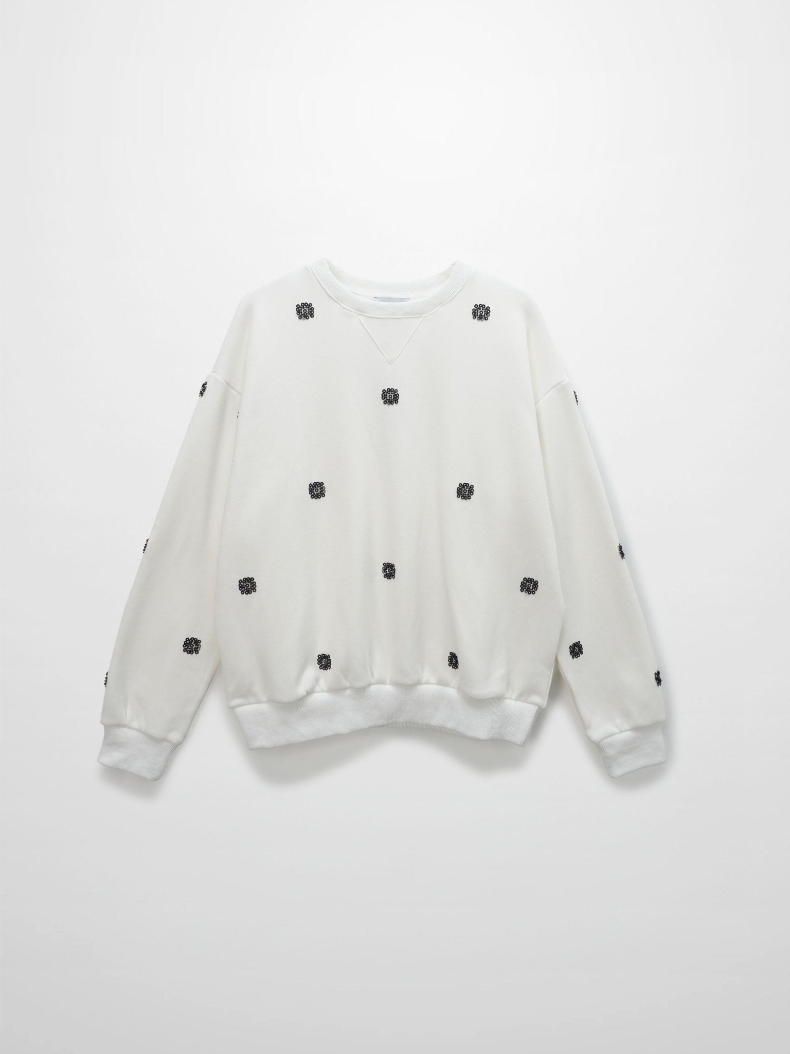 Embellished Sweatshirt - White/Black - Addy Avenue