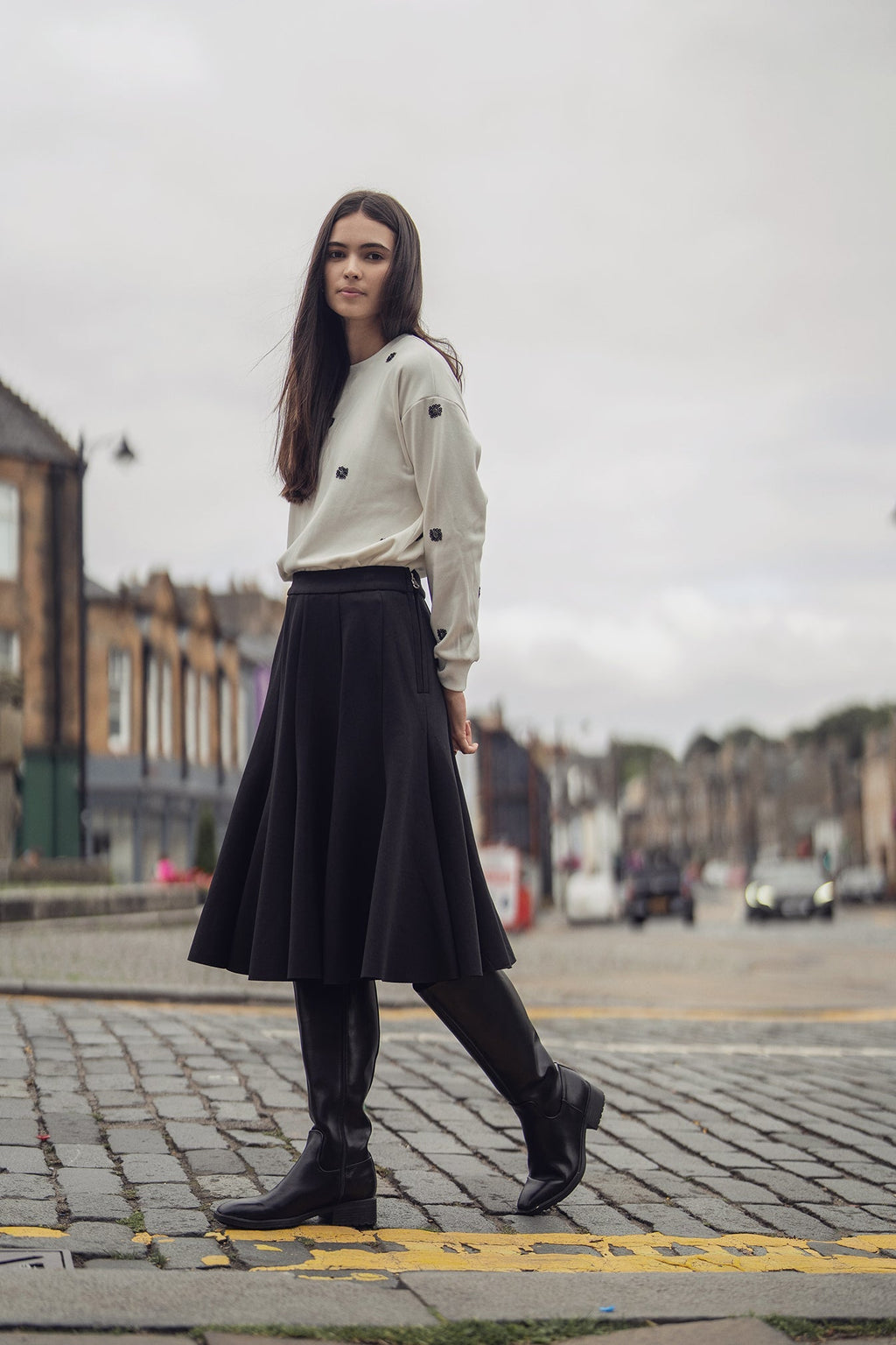 Embellished Sweatshirt - White/Black - Addy Avenue