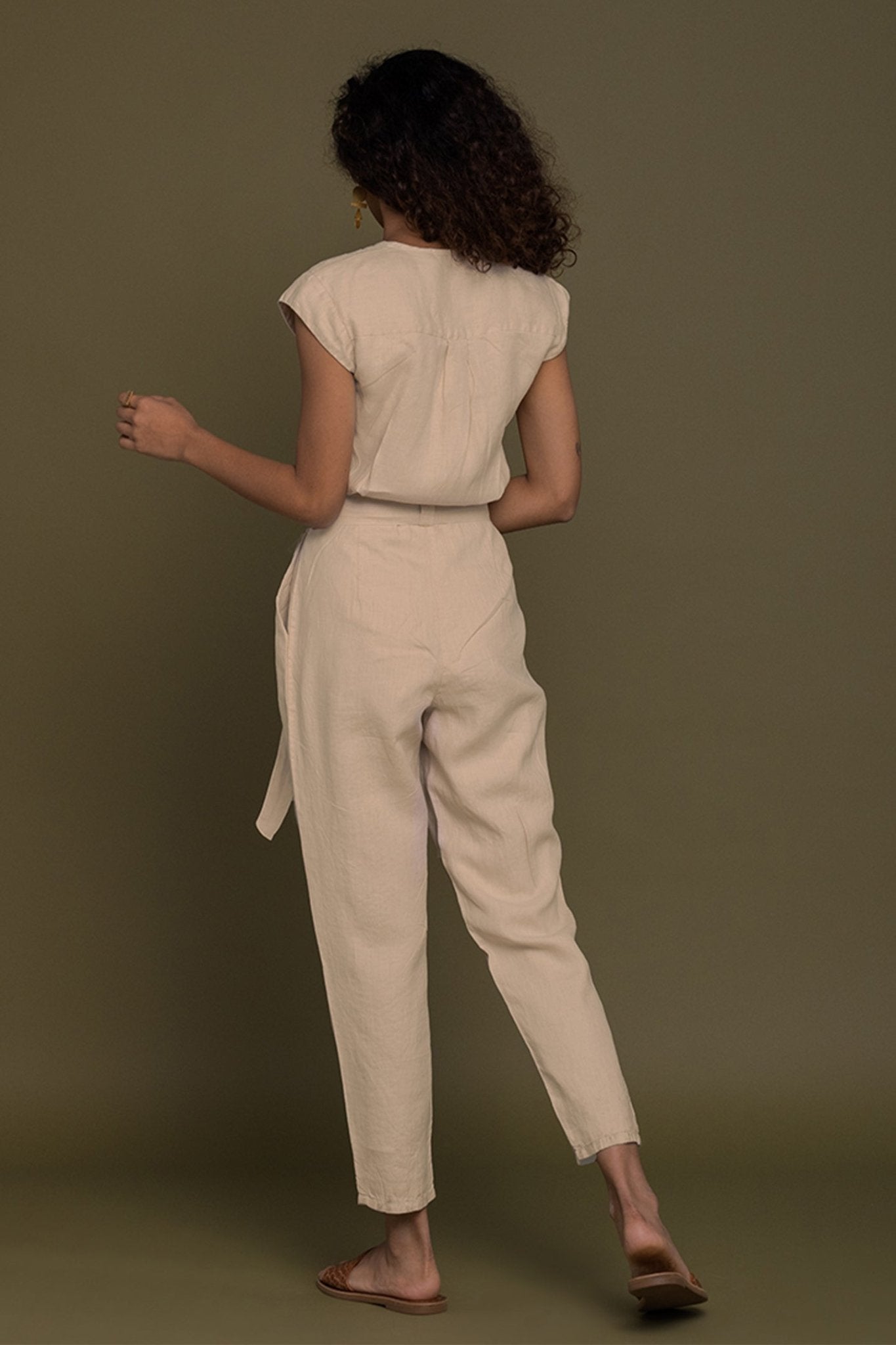 Evening Chai Jumpsuit in Neutral Beige - Addy Avenue