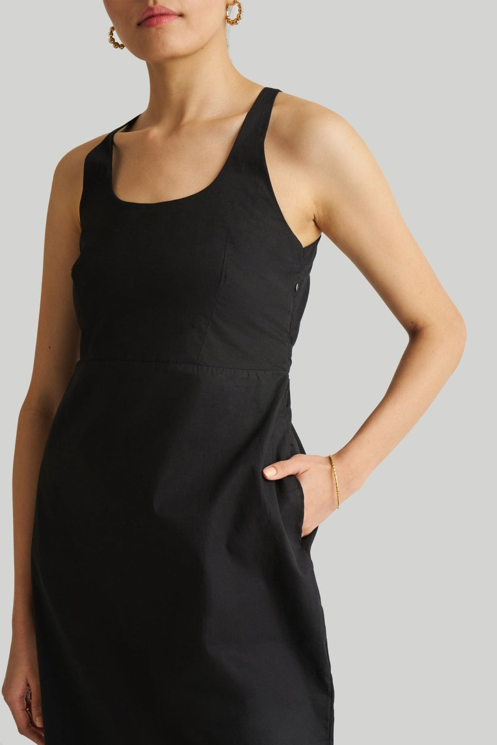 Fitted Knee Length Dress in Black - Addy Avenue