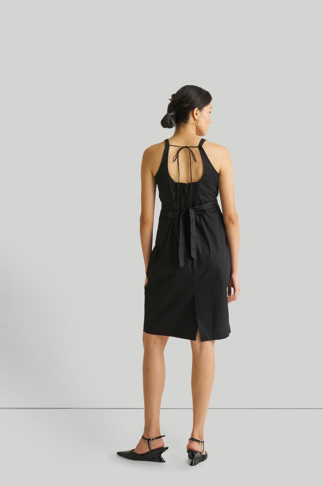 Fitted Knee Length Dress in Black - Addy Avenue